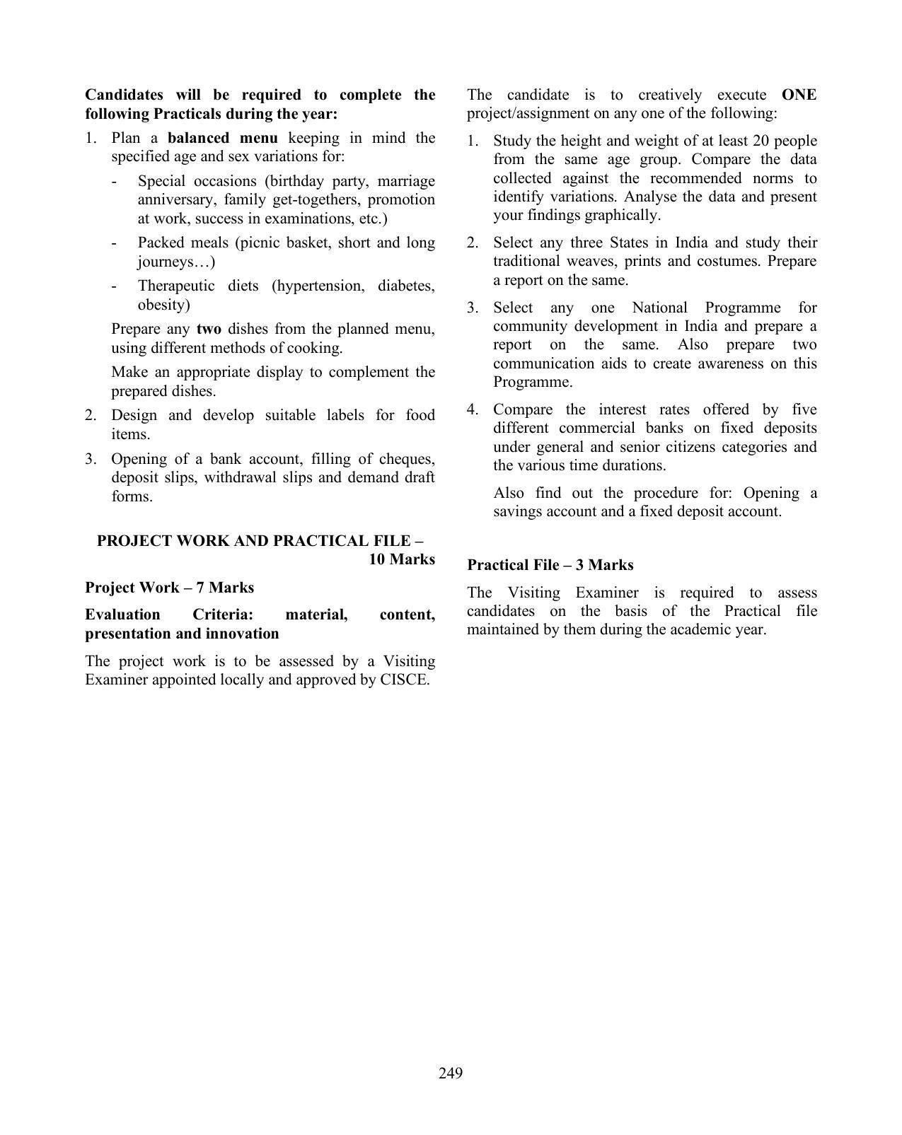 ISC Class XI & XII Home Science Syllabus - Page 7