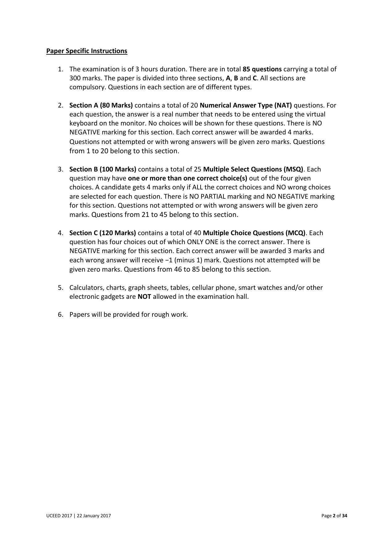 UCEED 2017 Question Paper - Page 2