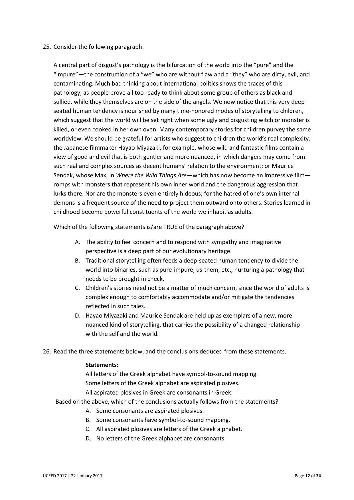 UCEED 2017 Question Paper - Page 12
