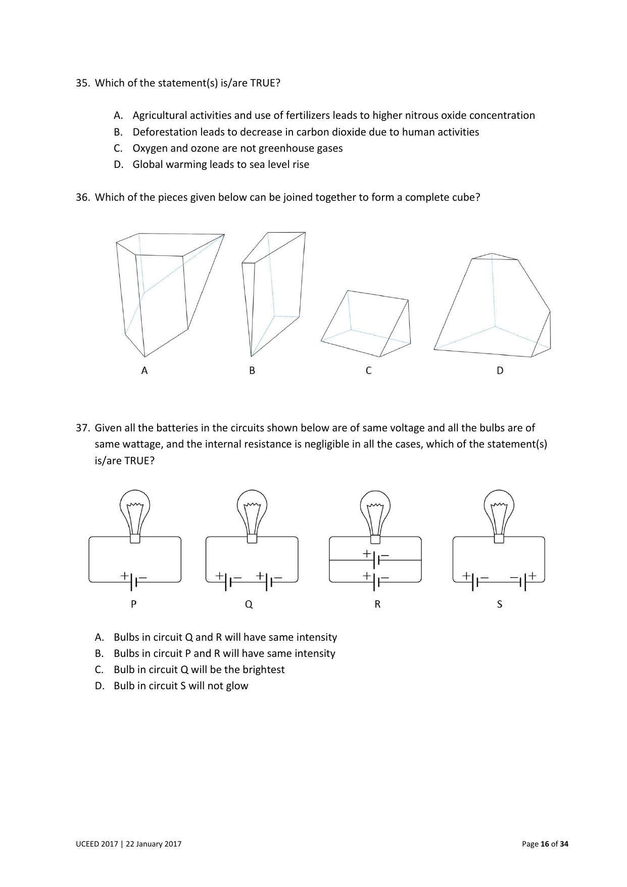 UCEED 2017 Question Paper - Page 16