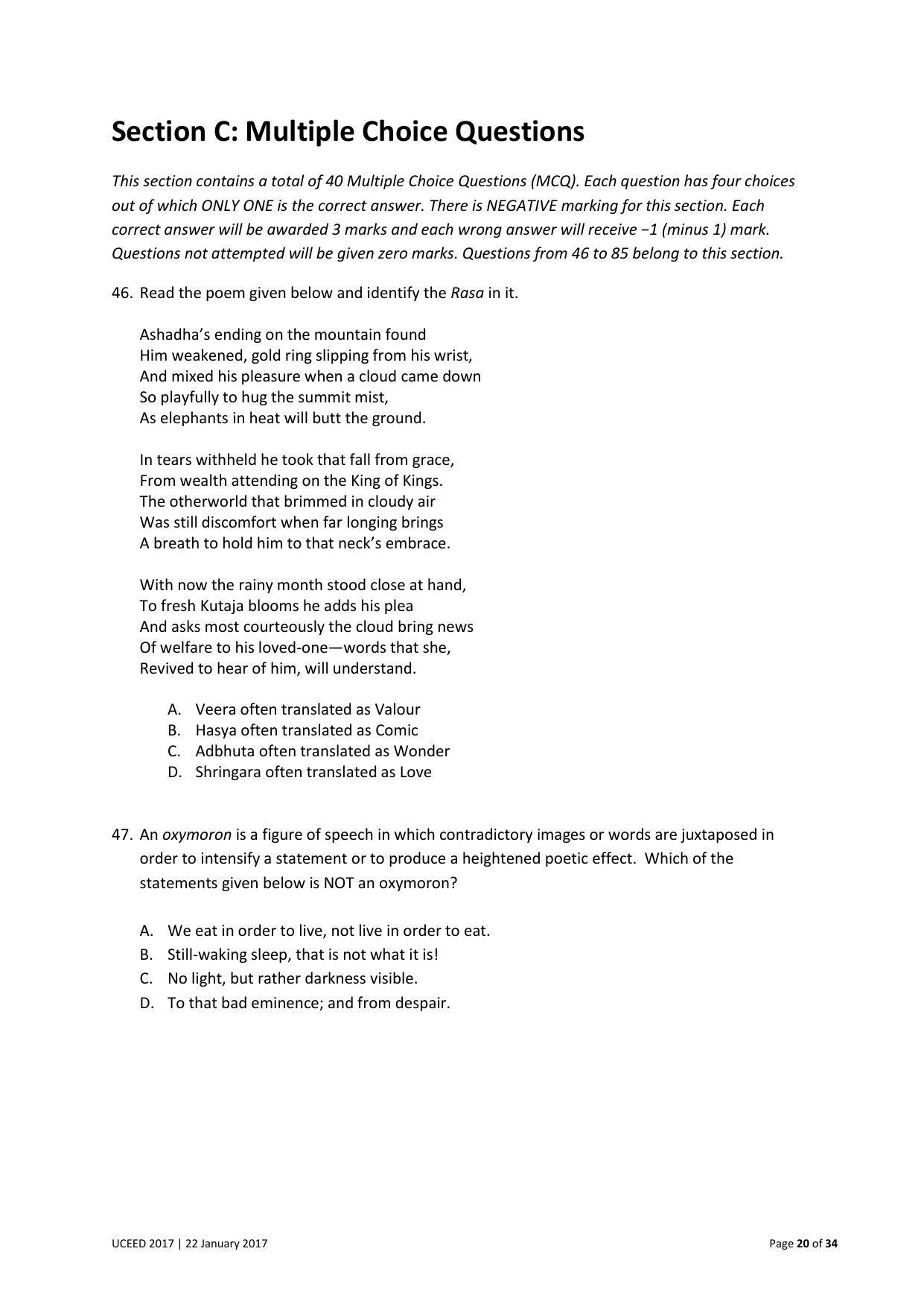 UCEED 2017 Question Paper - Page 20