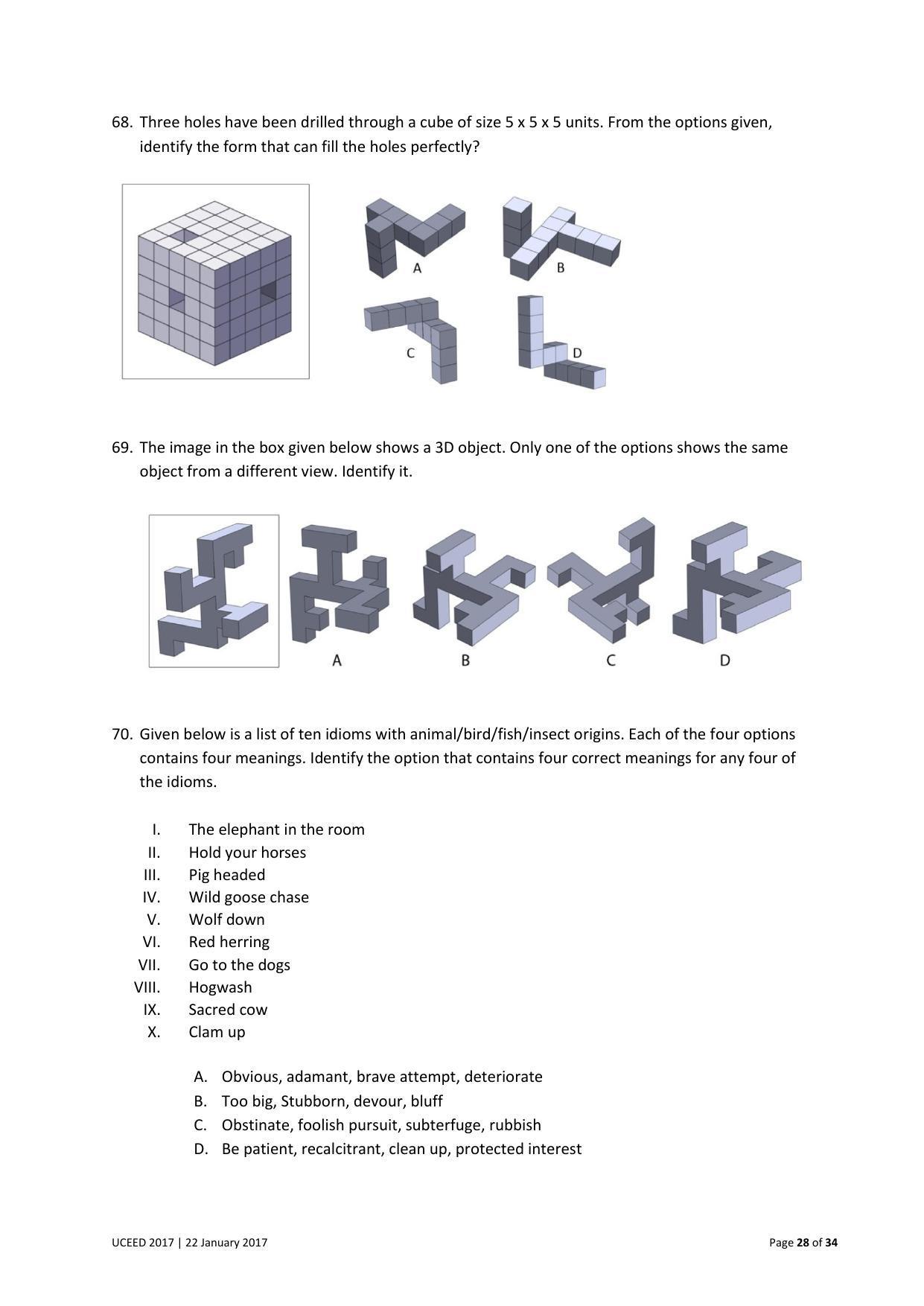 UCEED 2017 Question Paper - Page 28