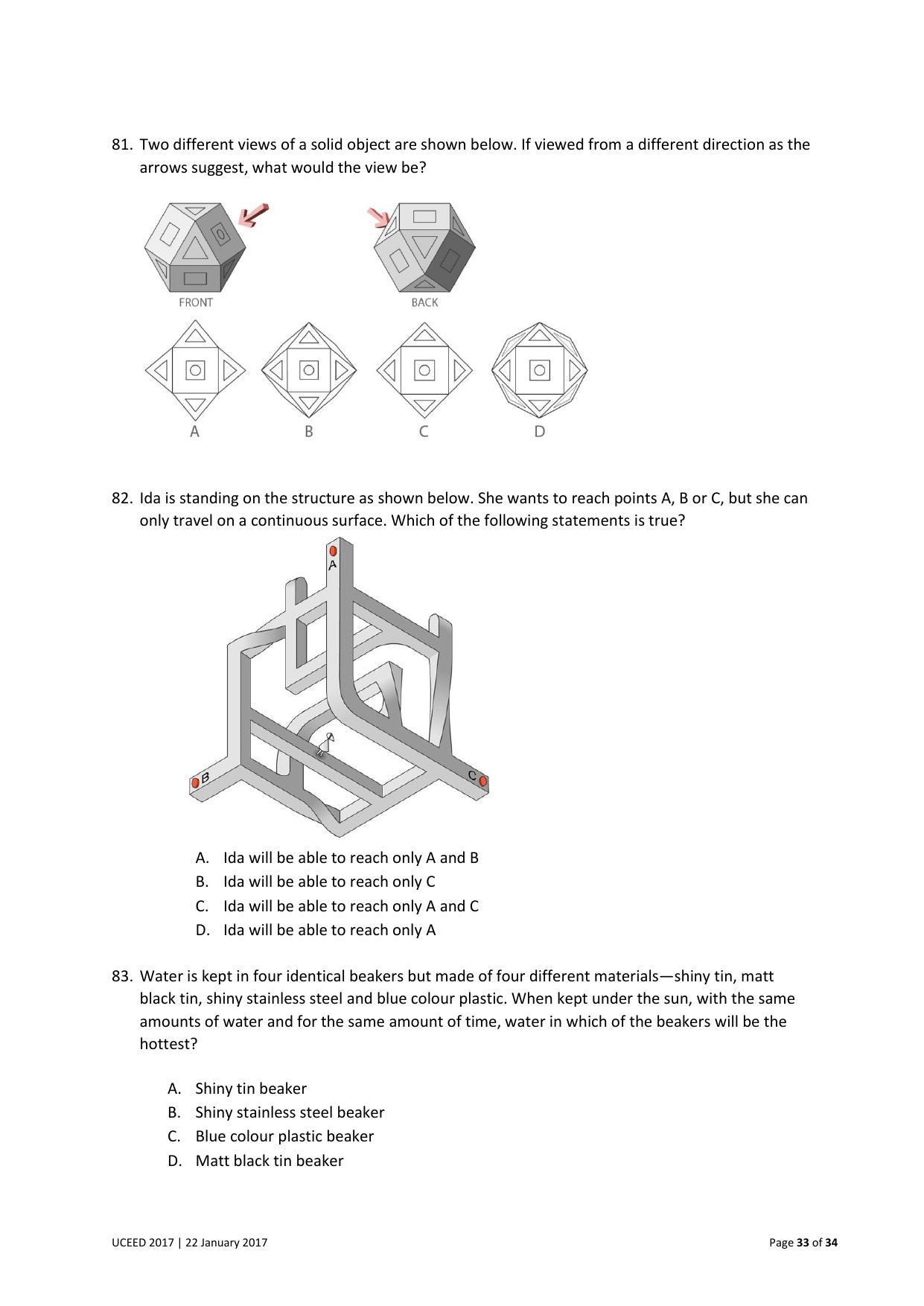 UCEED 2017 Question Paper - Page 33