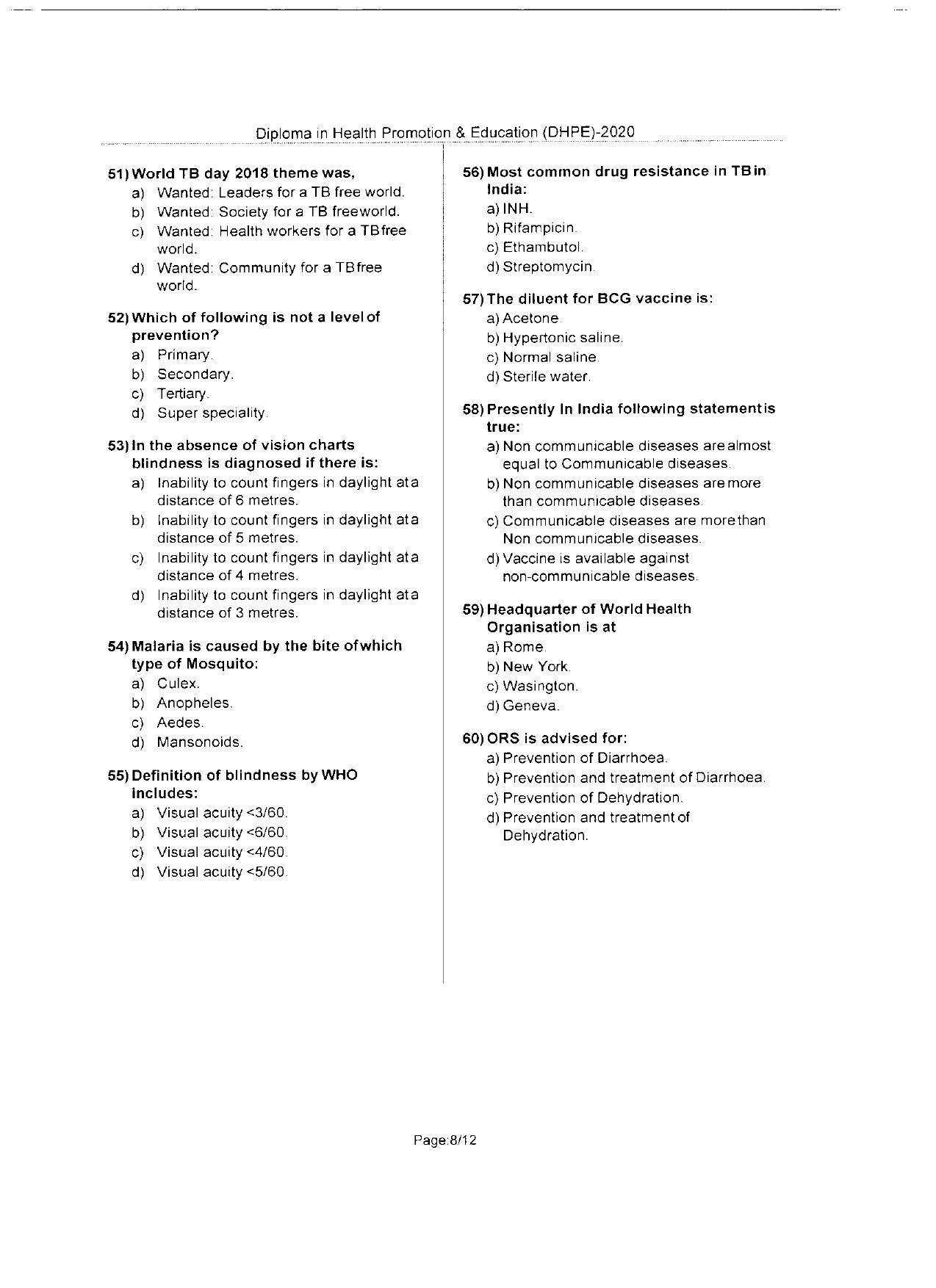 WBJEEB JEMAS (PG) 2020 DHPE Question Paper - Page 8