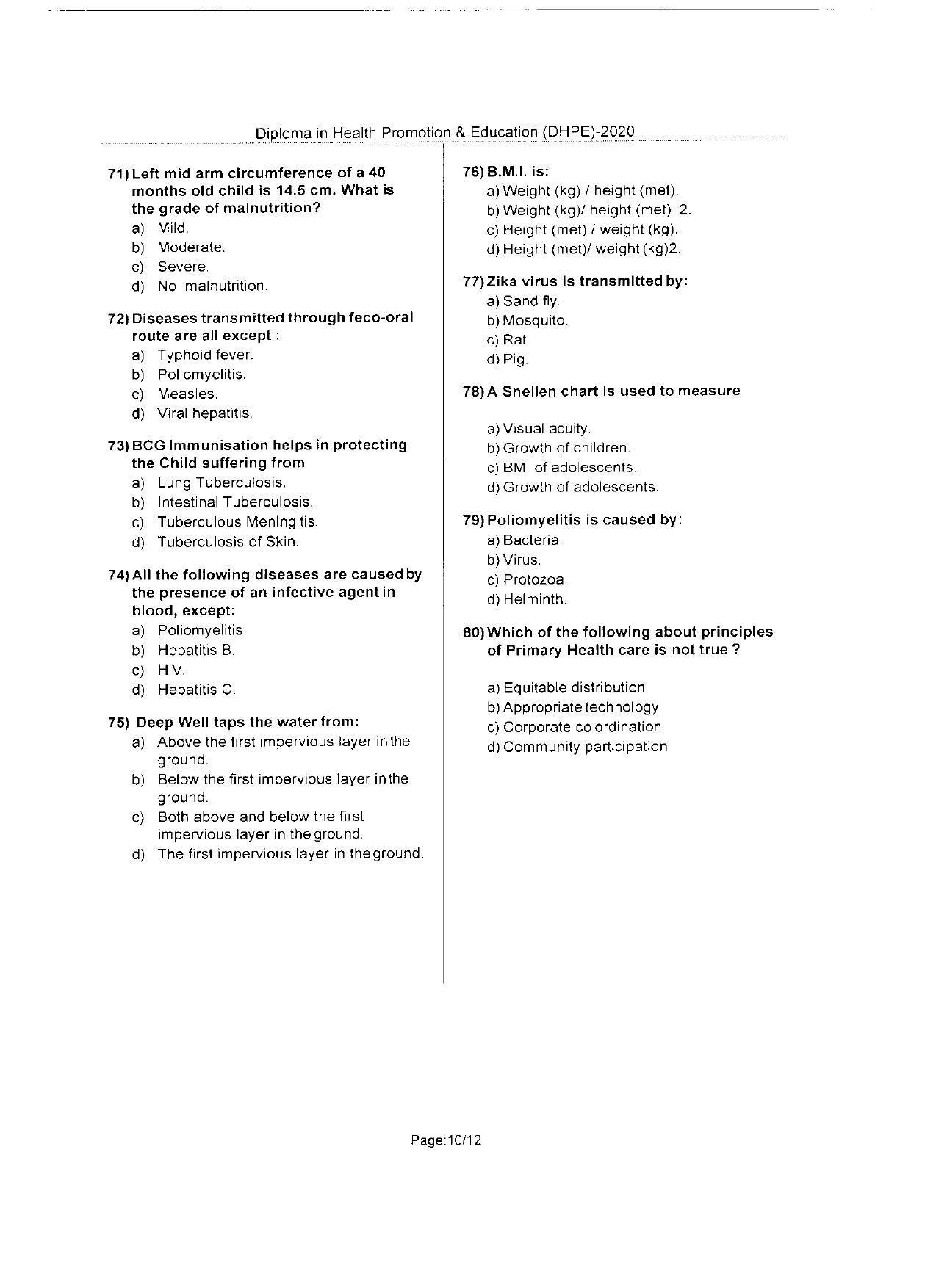 WBJEEB JEMAS (PG) 2020 DHPE Question Paper - Page 10