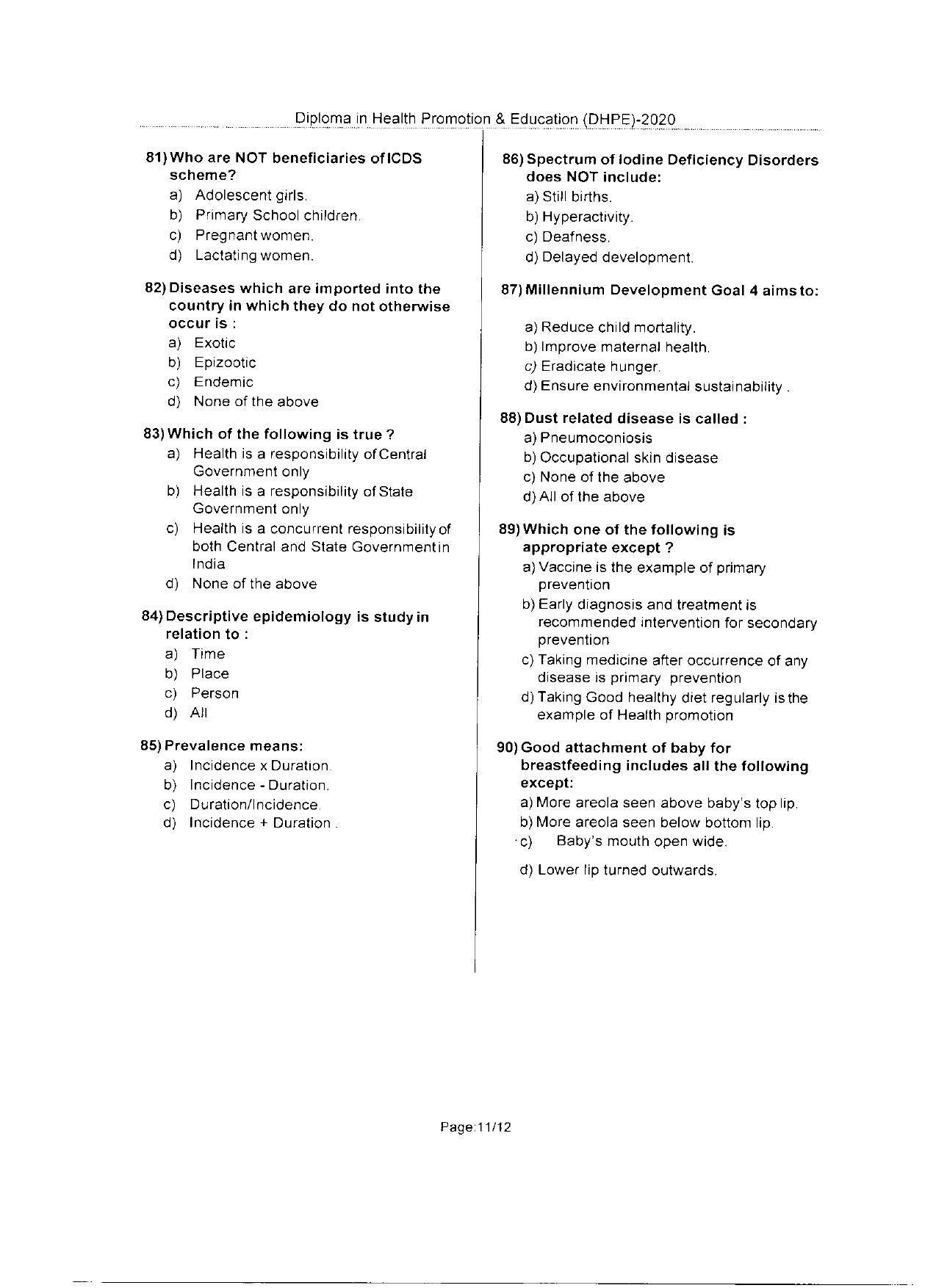 WBJEEB JEMAS (PG) 2020 DHPE Question Paper - Page 11