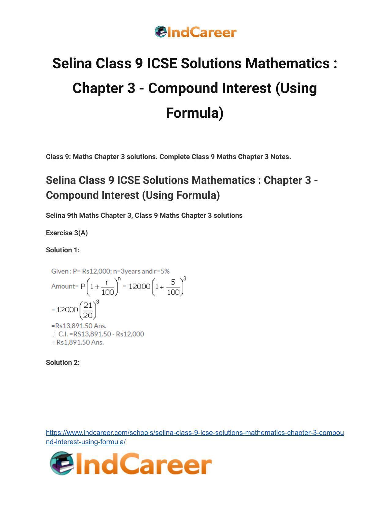 Selina Class 9 ICSE Solutions Mathematics : Chapter 3 - Compound Interest (Using Formula) - Page 2