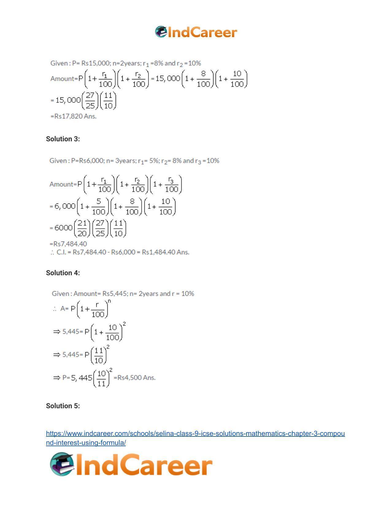 Selina Class 9 ICSE Solutions Mathematics : Chapter 3 - Compound Interest (Using Formula) - Page 3