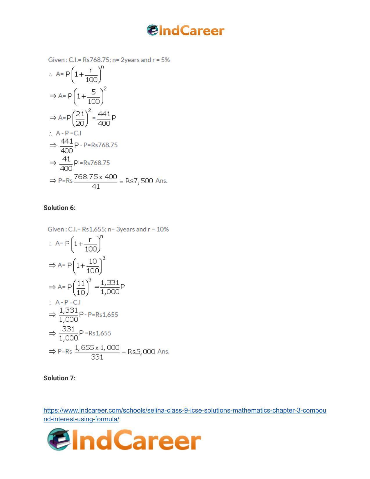 Selina Class 9 ICSE Solutions Mathematics : Chapter 3 - Compound Interest (Using Formula) - Page 4