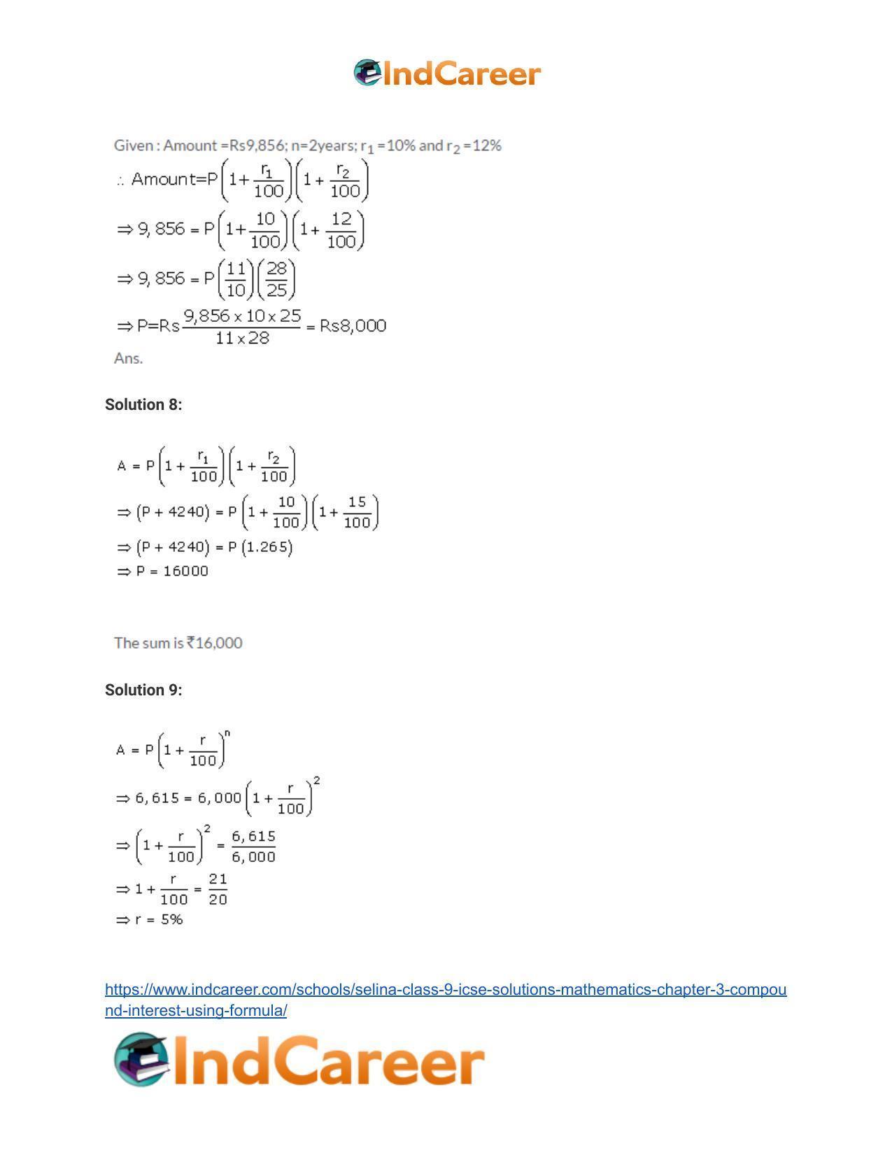 Selina Class 9 ICSE Solutions Mathematics : Chapter 3 - Compound Interest (Using Formula) - Page 5