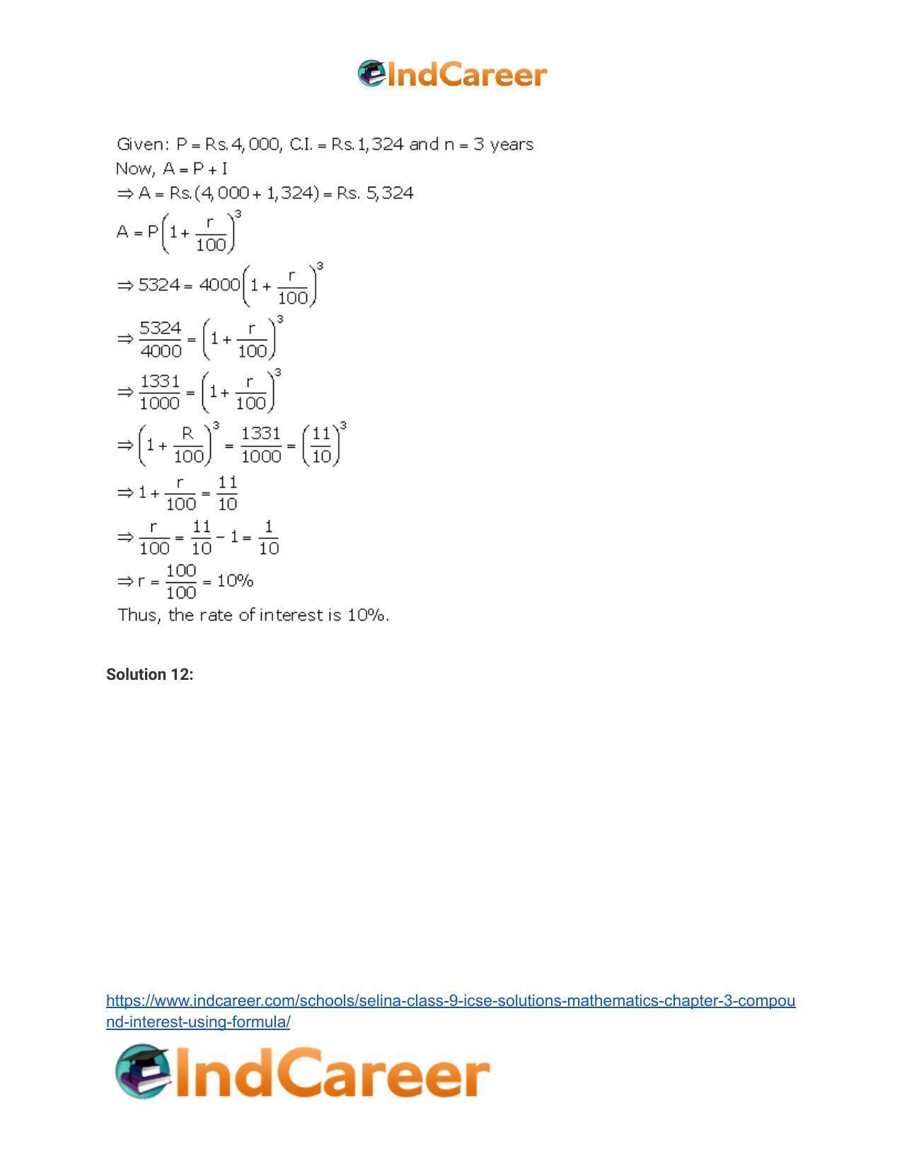 Selina Class 9 ICSE Solutions Mathematics : Chapter 3 - Compound Interest (Using Formula) - Page 7