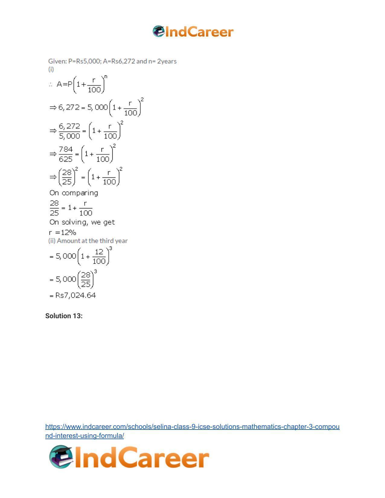 Selina Class 9 ICSE Solutions Mathematics : Chapter 3 - Compound Interest (Using Formula) - Page 8