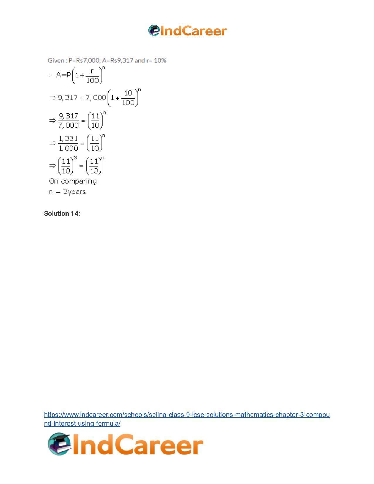 Selina Class 9 ICSE Solutions Mathematics : Chapter 3 - Compound Interest (Using Formula) - Page 9