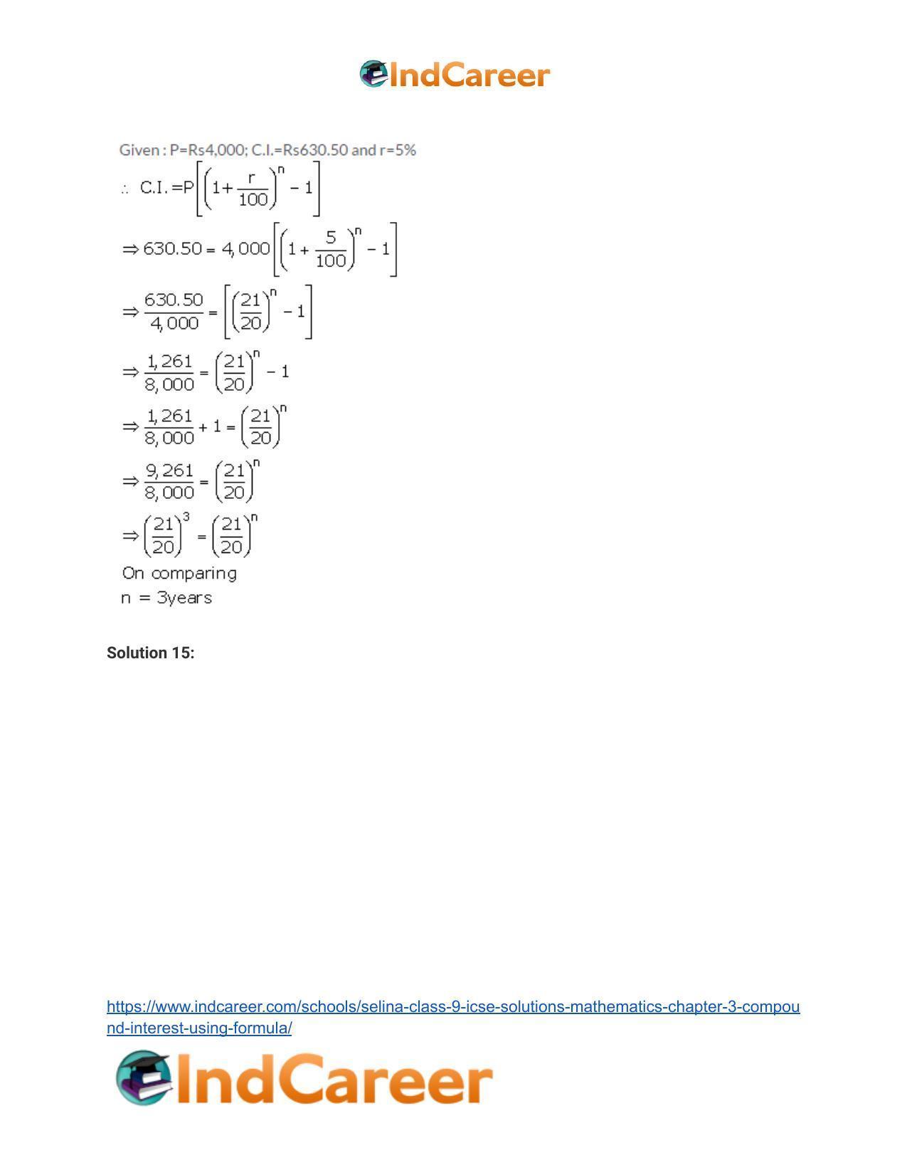 Selina Class 9 ICSE Solutions Mathematics : Chapter 3 - Compound Interest (Using Formula) - Page 10