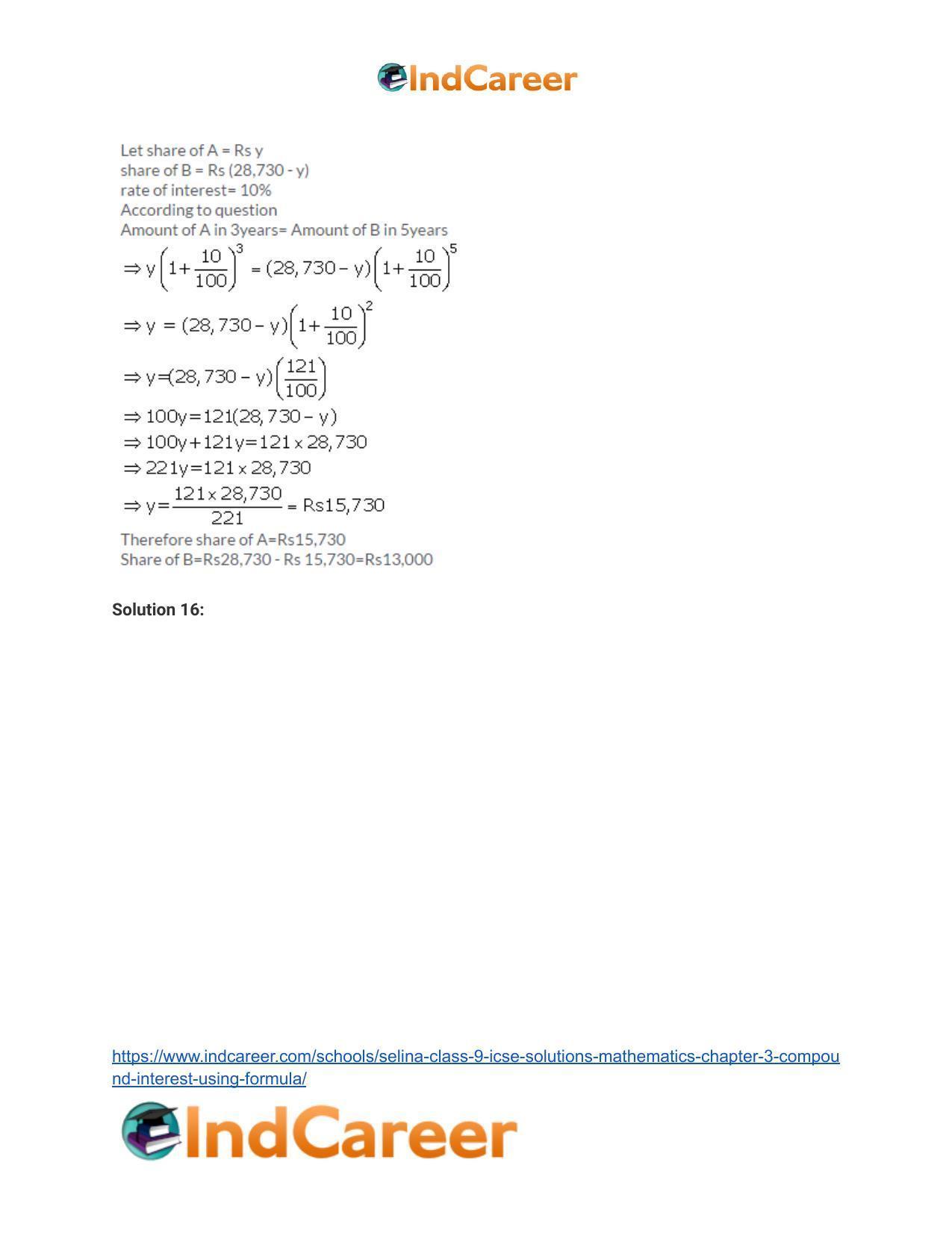 Selina Class 9 ICSE Solutions Mathematics : Chapter 3 - Compound Interest (Using Formula) - Page 11