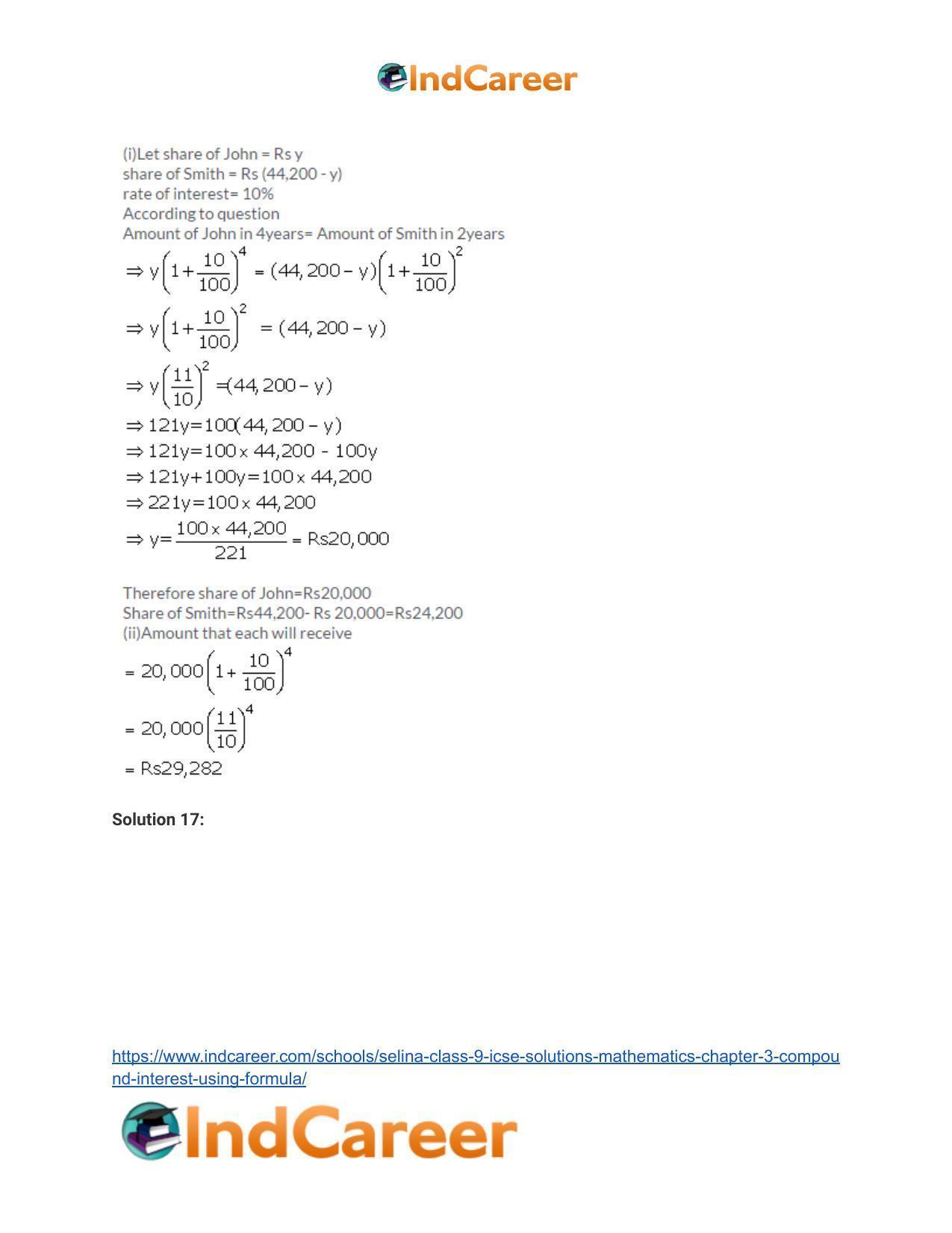 Selina Class 9 ICSE Solutions Mathematics : Chapter 3 - Compound Interest (Using Formula) - Page 12