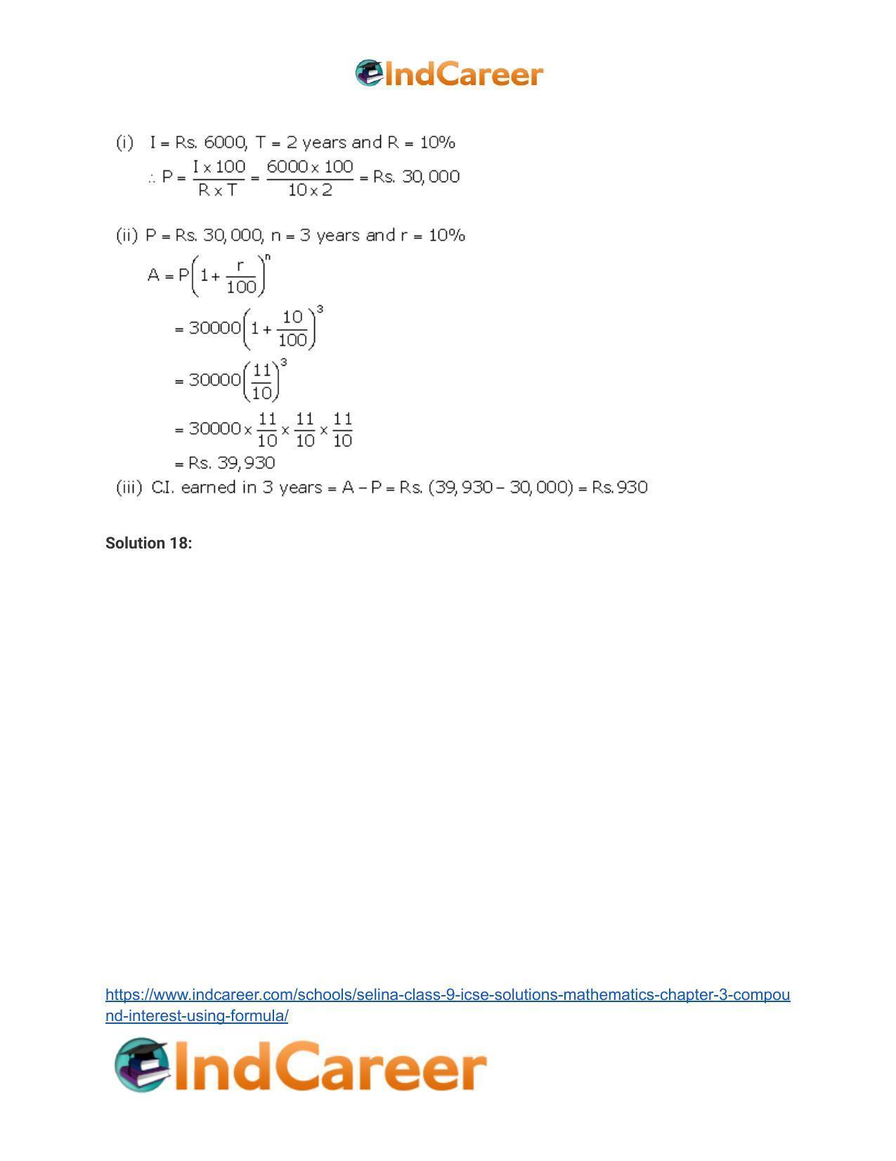 Selina Class 9 ICSE Solutions Mathematics : Chapter 3 - Compound Interest (Using Formula) - Page 13