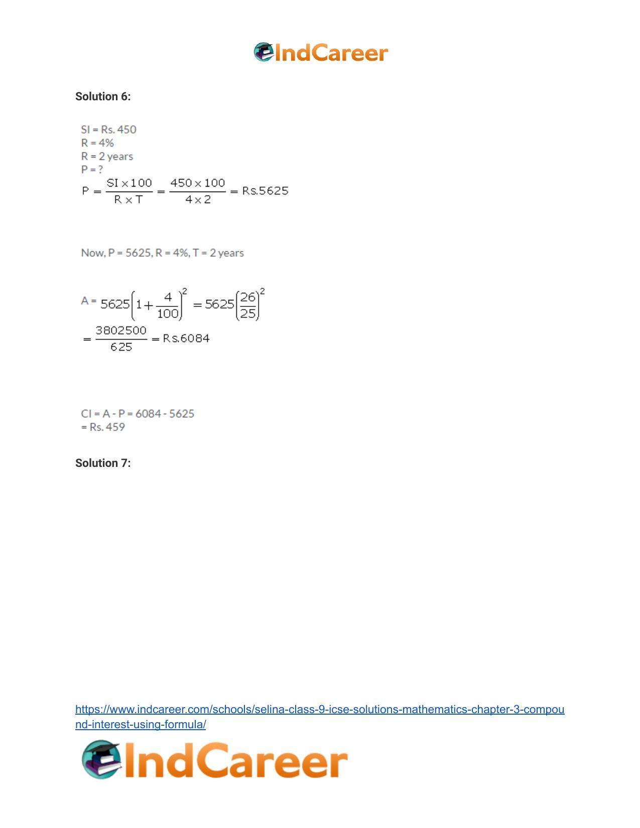 Selina Class 9 ICSE Solutions Mathematics : Chapter 3 - Compound Interest (Using Formula) - Page 20