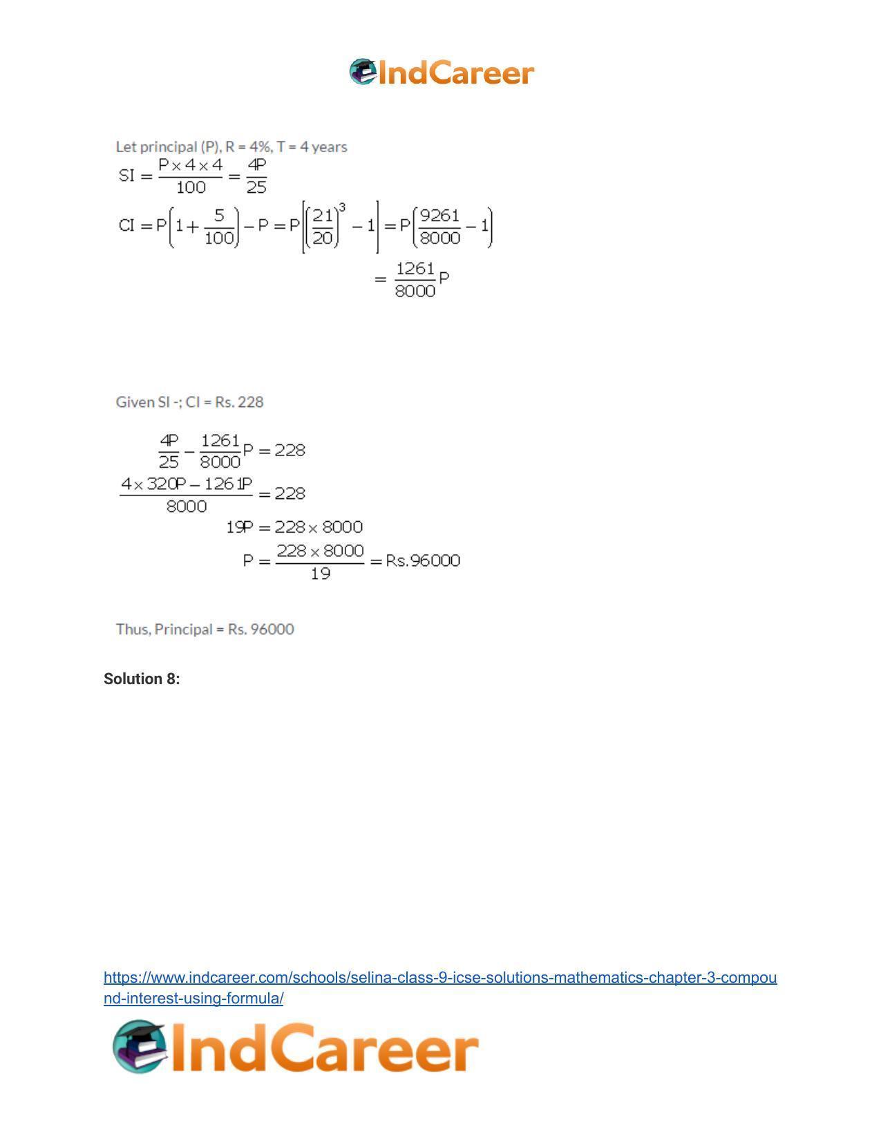 Selina Class 9 ICSE Solutions Mathematics : Chapter 3 - Compound Interest (Using Formula) - Page 21