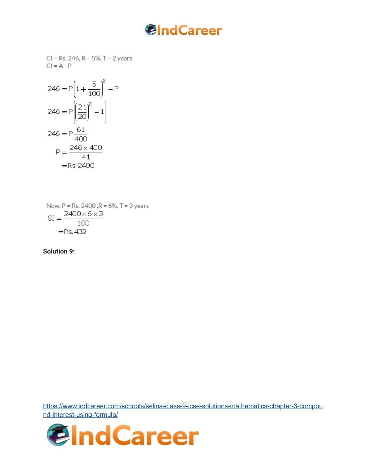 Selina Class 9 ICSE Solutions Mathematics : Chapter 3 - Compound Interest (Using Formula) - Page 22