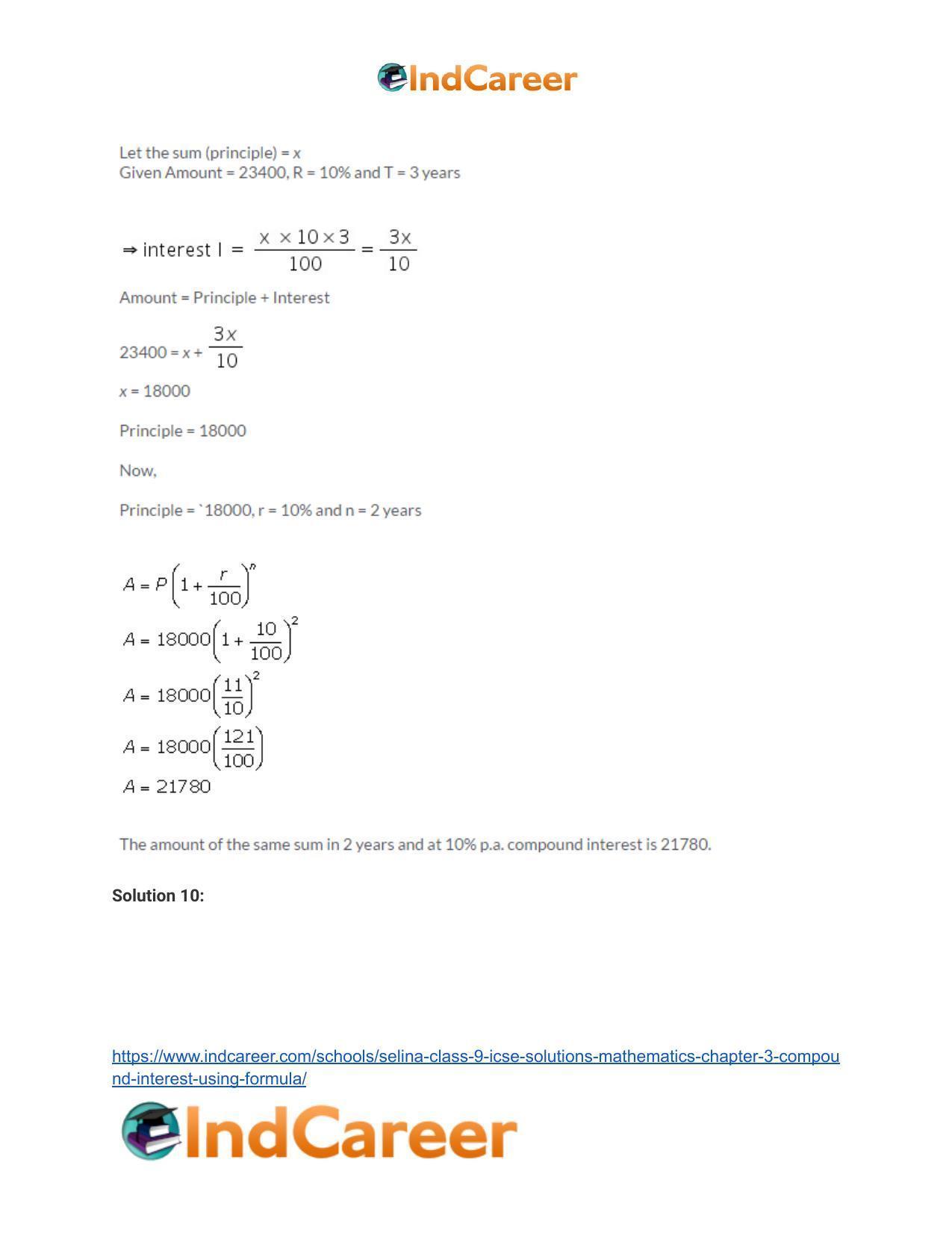 Selina Class 9 ICSE Solutions Mathematics : Chapter 3 - Compound Interest (Using Formula) - Page 23