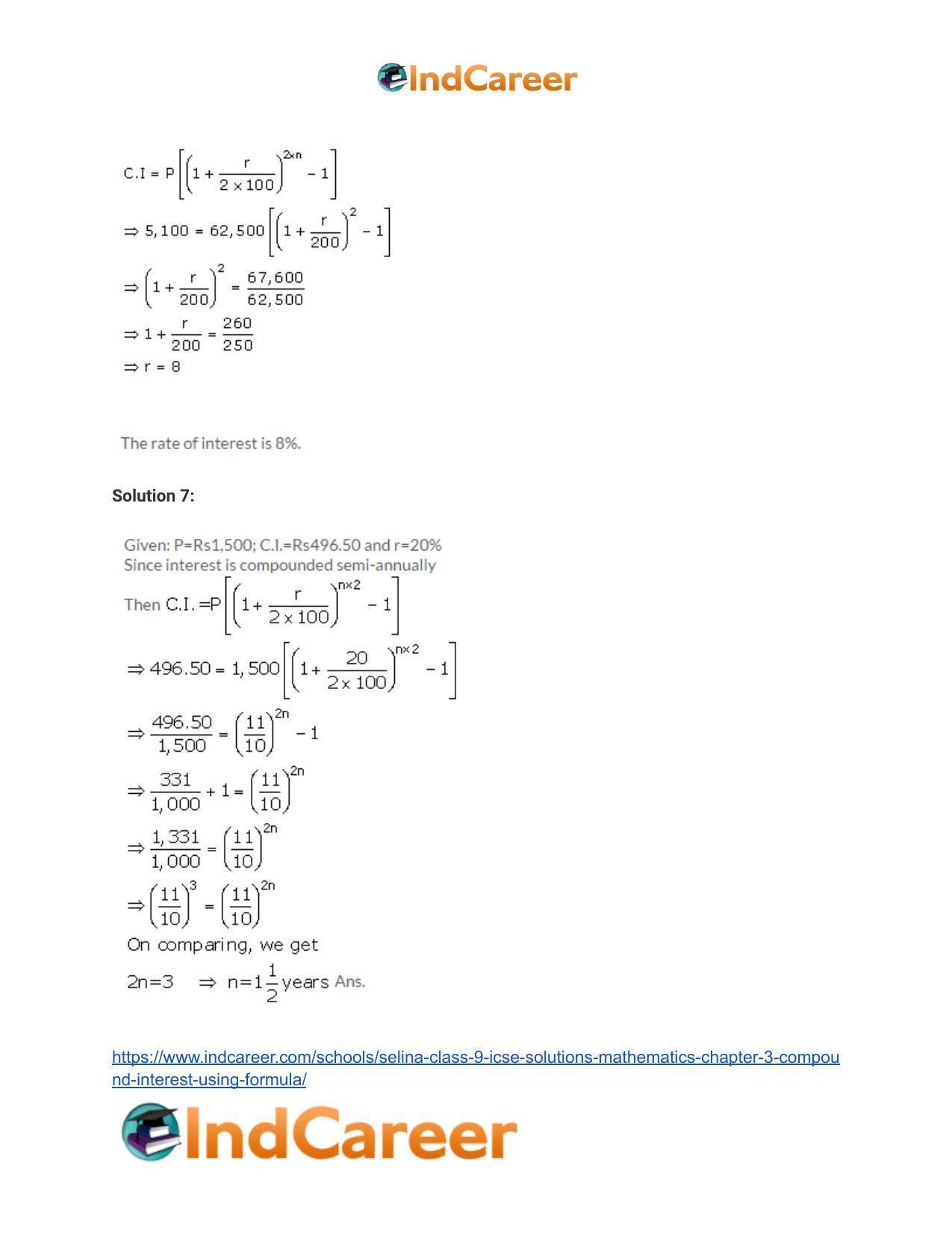 Selina Class 9 ICSE Solutions Mathematics : Chapter 3 - Compound Interest (Using Formula) - Page 30