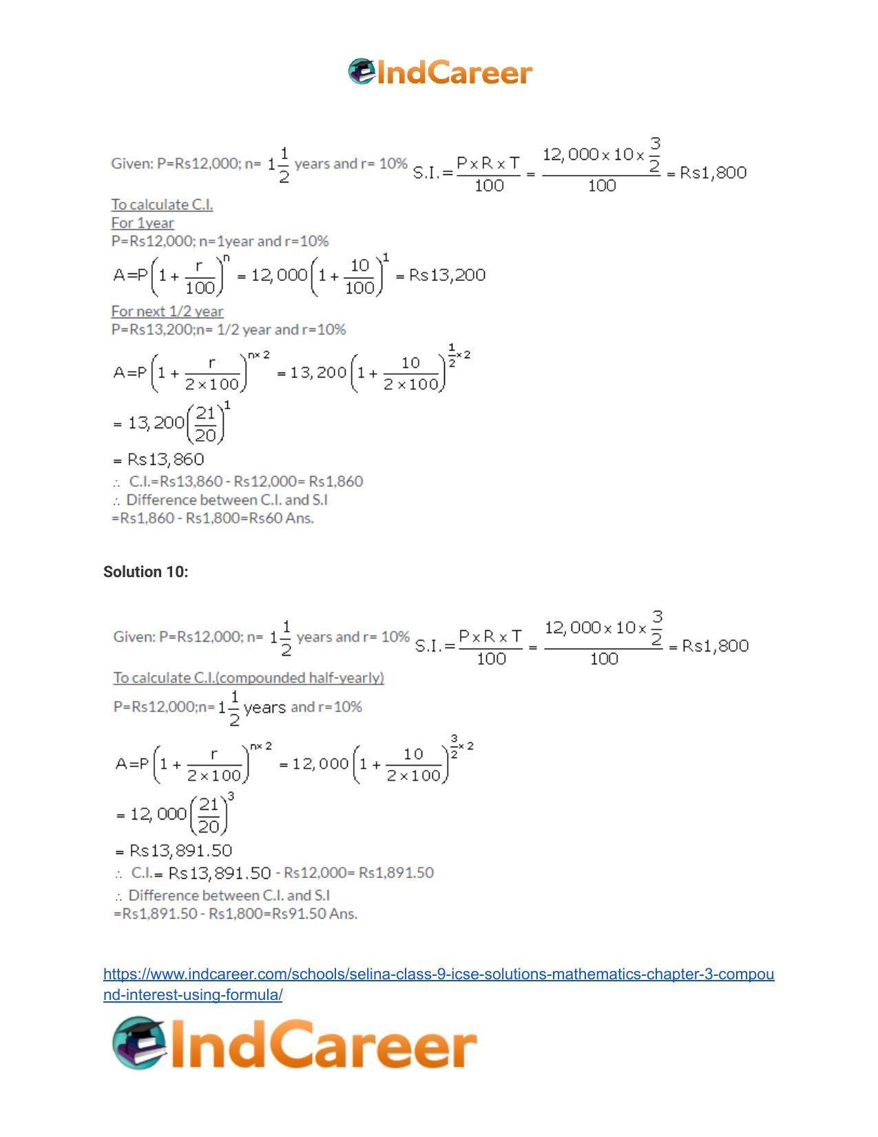 Selina Class 9 ICSE Solutions Mathematics : Chapter 3 - Compound Interest (Using Formula) - Page 32