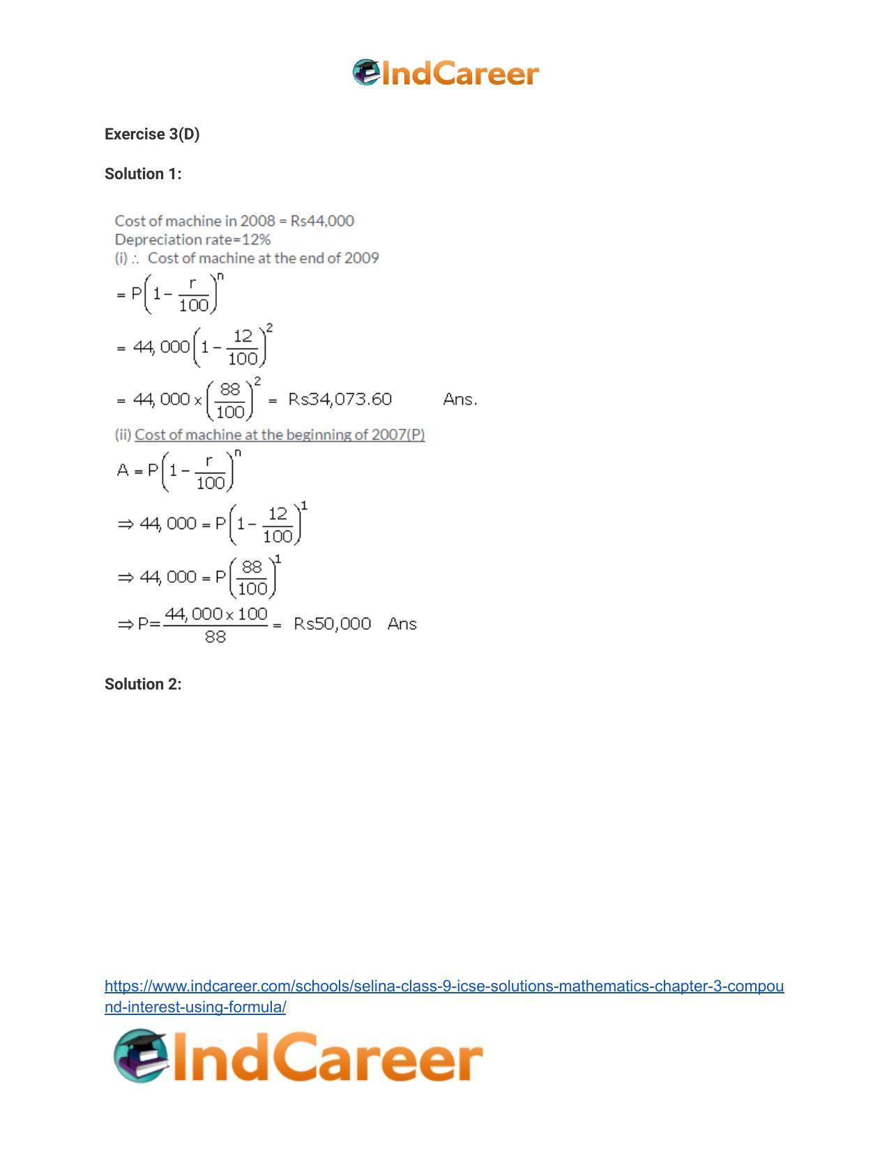 Selina Class 9 ICSE Solutions Mathematics : Chapter 3 - Compound Interest (Using Formula) - Page 33