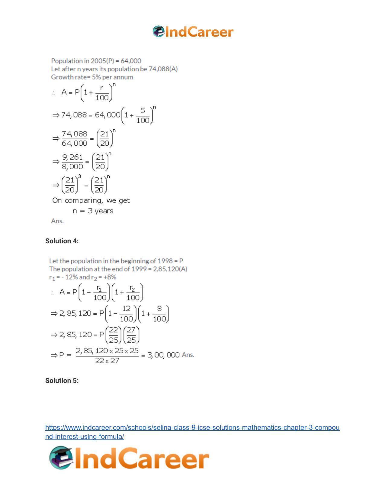 Selina Class 9 ICSE Solutions Mathematics : Chapter 3 - Compound Interest (Using Formula) - Page 35