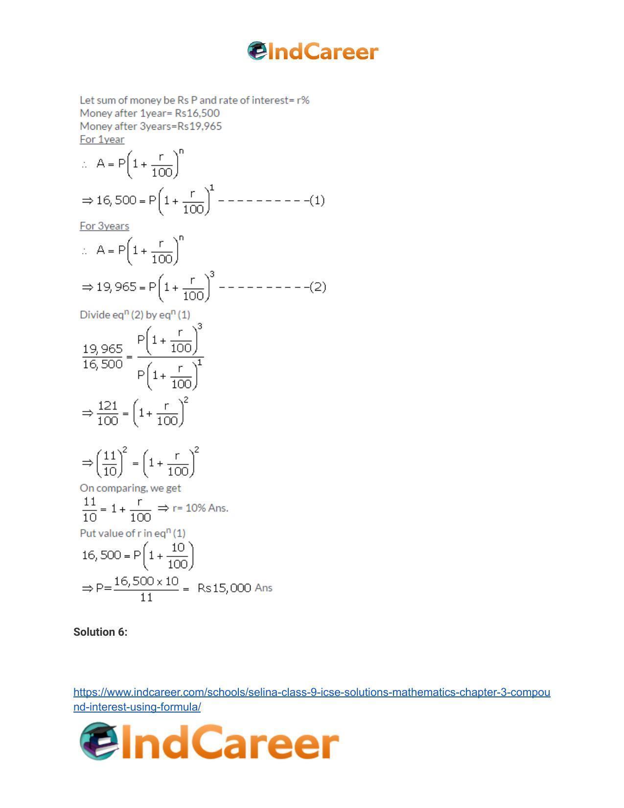 Selina Class 9 ICSE Solutions Mathematics : Chapter 3 - Compound Interest (Using Formula) - Page 36