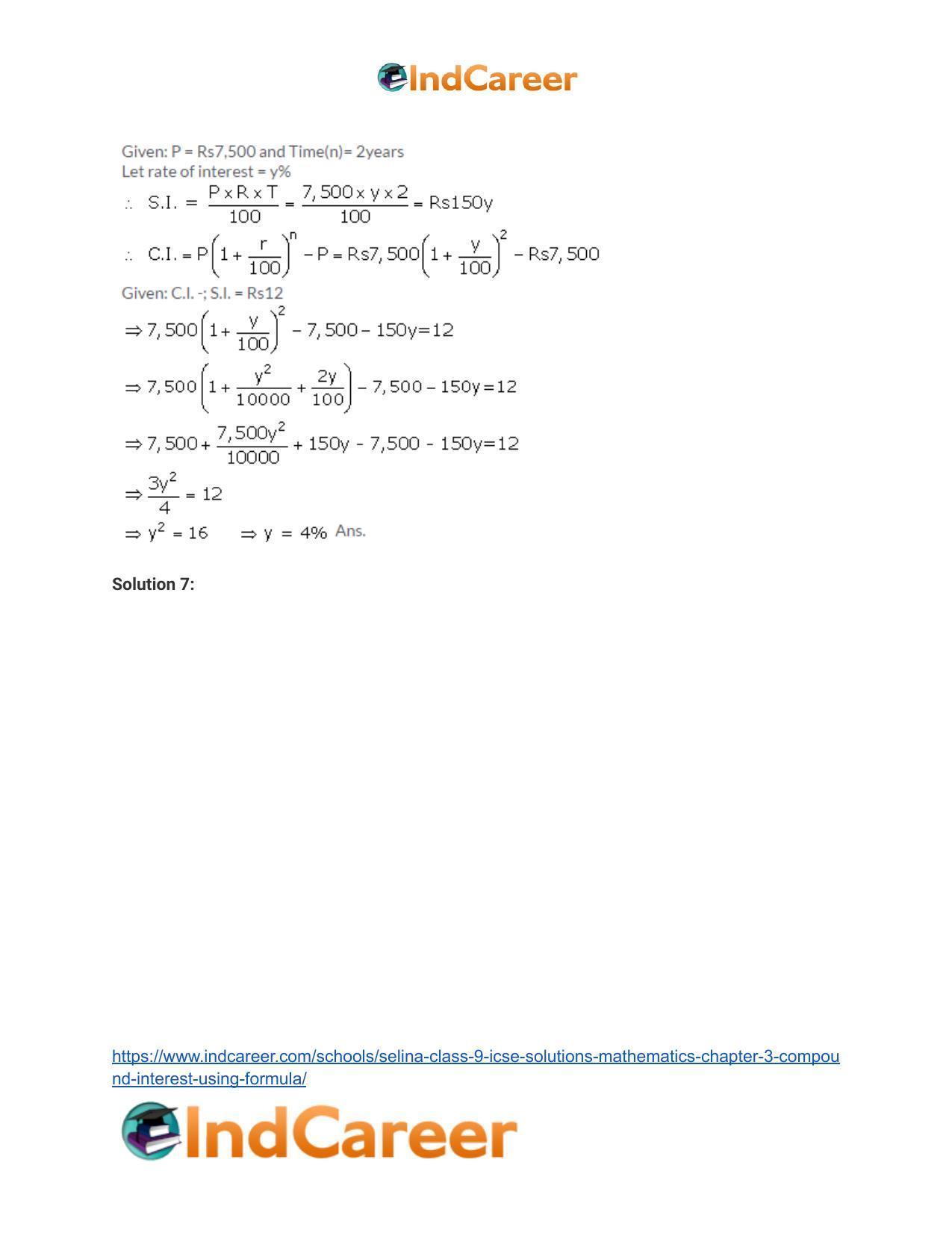 Selina Class 9 ICSE Solutions Mathematics : Chapter 3 - Compound Interest (Using Formula) - Page 37