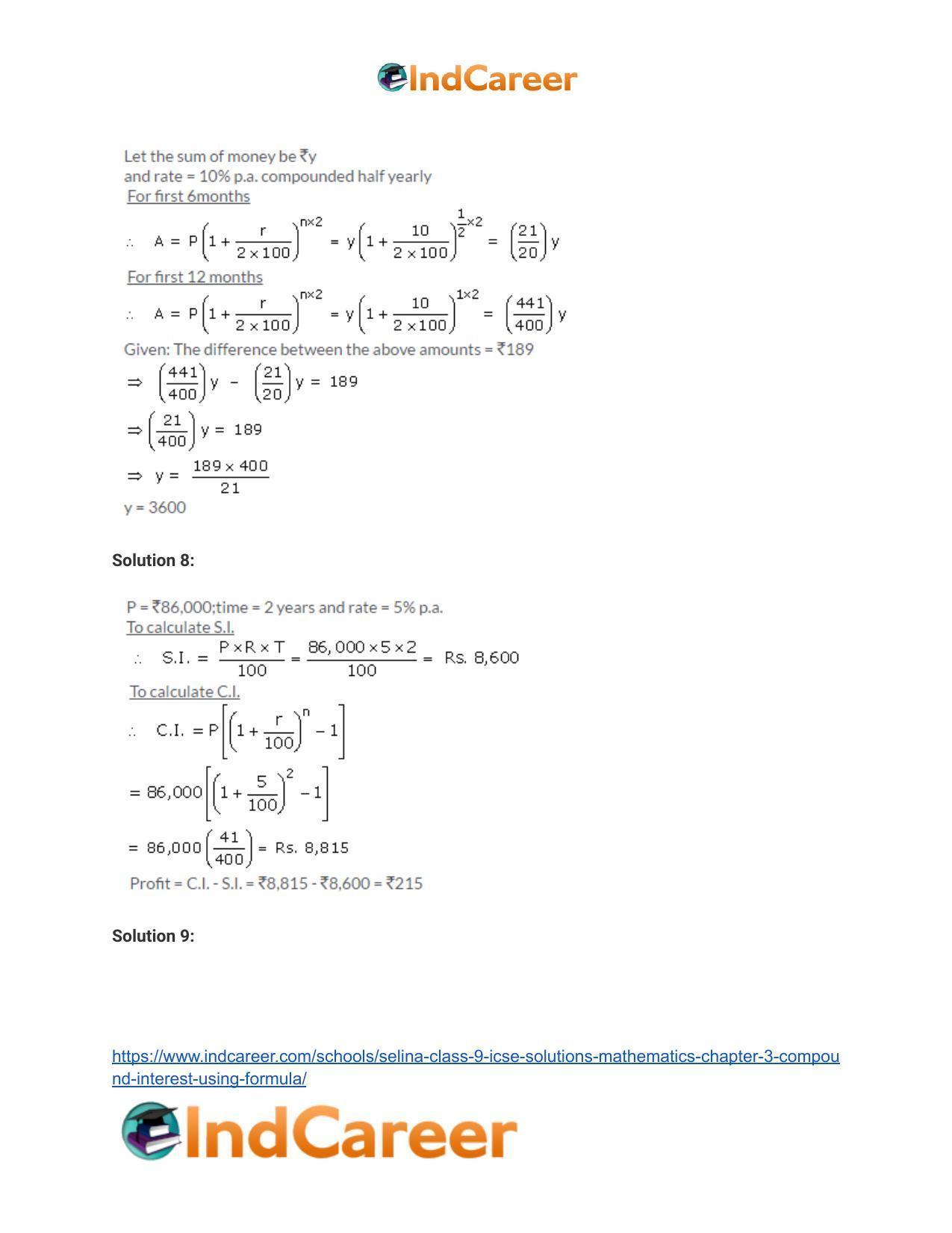 Selina Class 9 ICSE Solutions Mathematics : Chapter 3 - Compound Interest (Using Formula) - Page 45