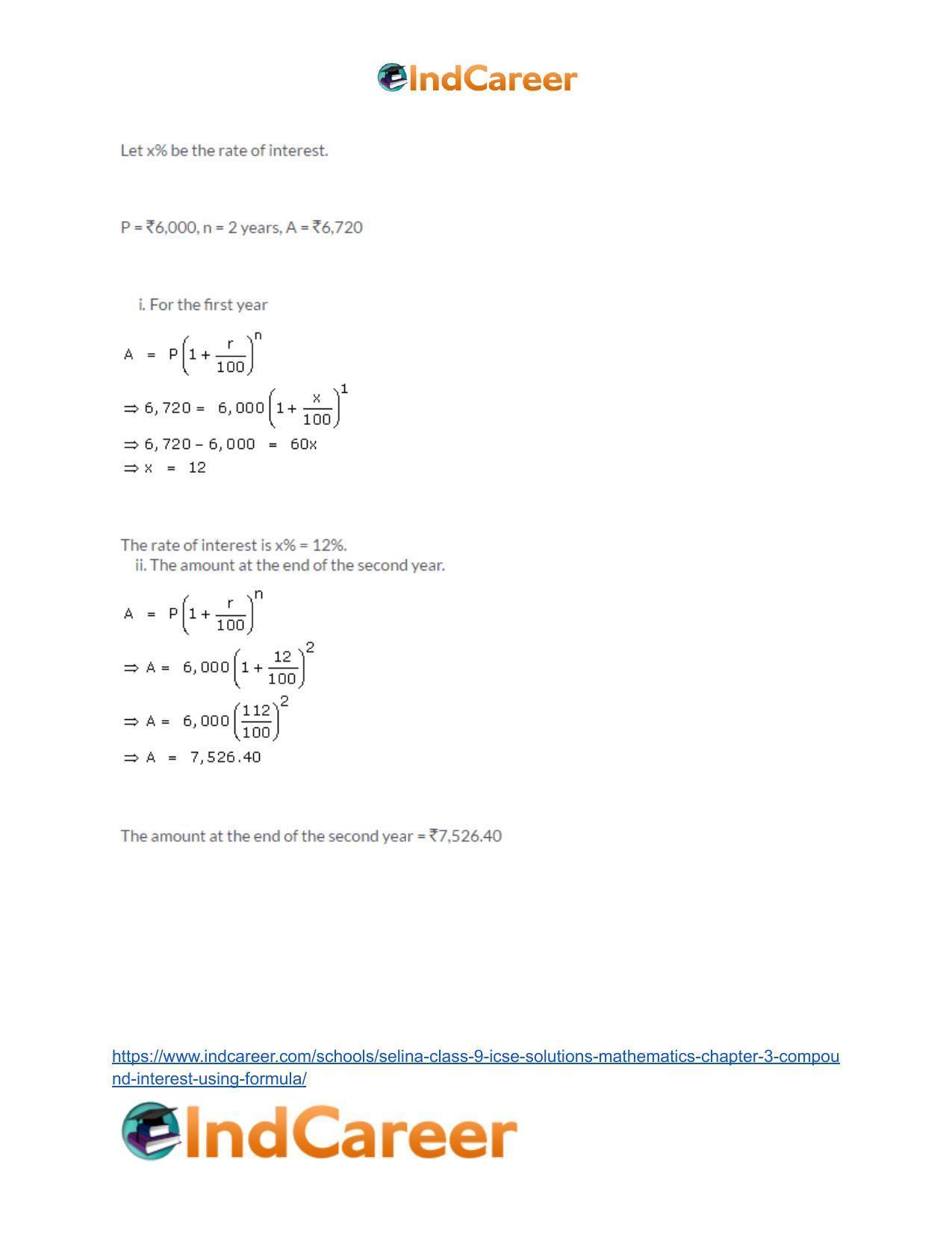 Selina Class 9 ICSE Solutions Mathematics : Chapter 3 - Compound Interest (Using Formula) - Page 47