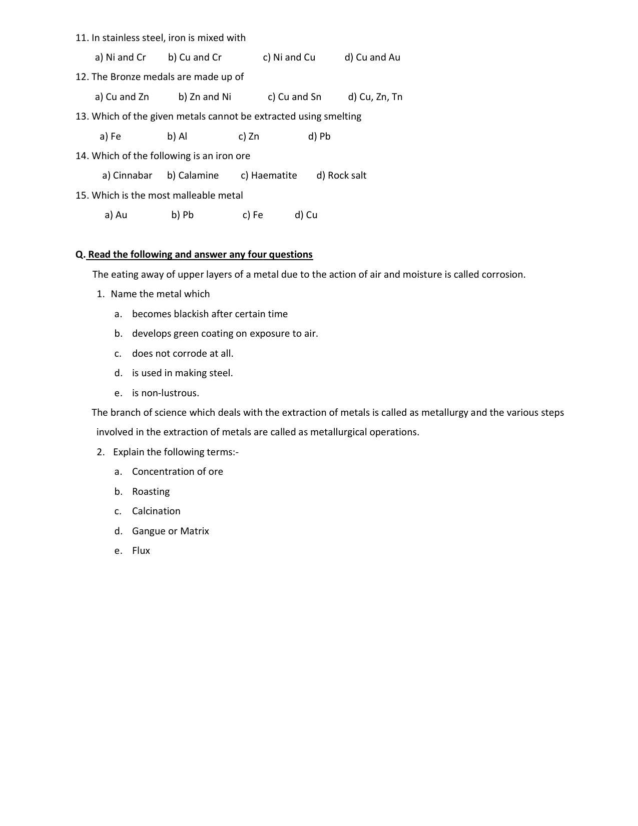 JKBOSE Class 10 Metals and Non Metals (Chemistry) Question Bank - Page 3