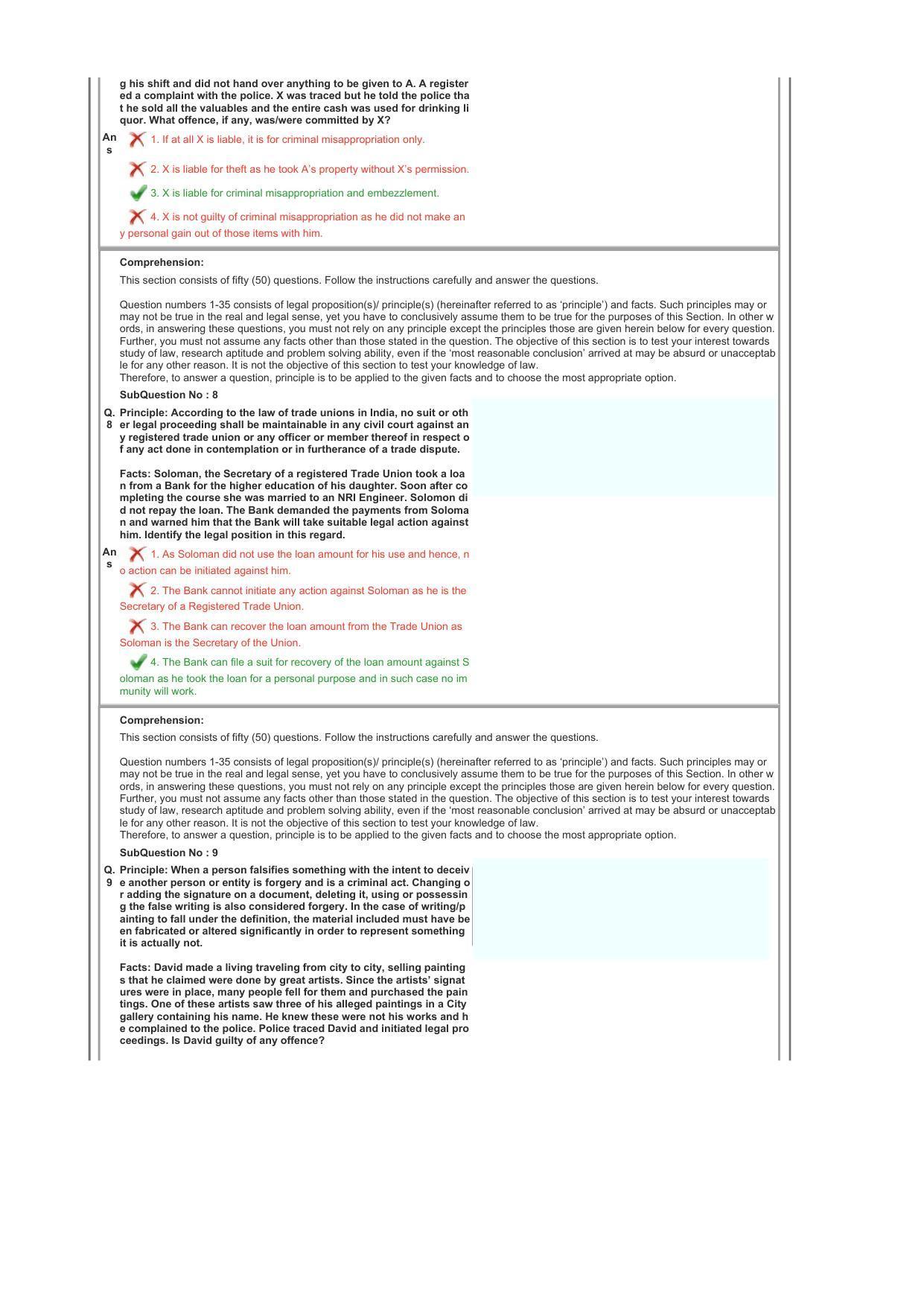 CLAT 2017 UG Question Paper with Answer Key - Page 30