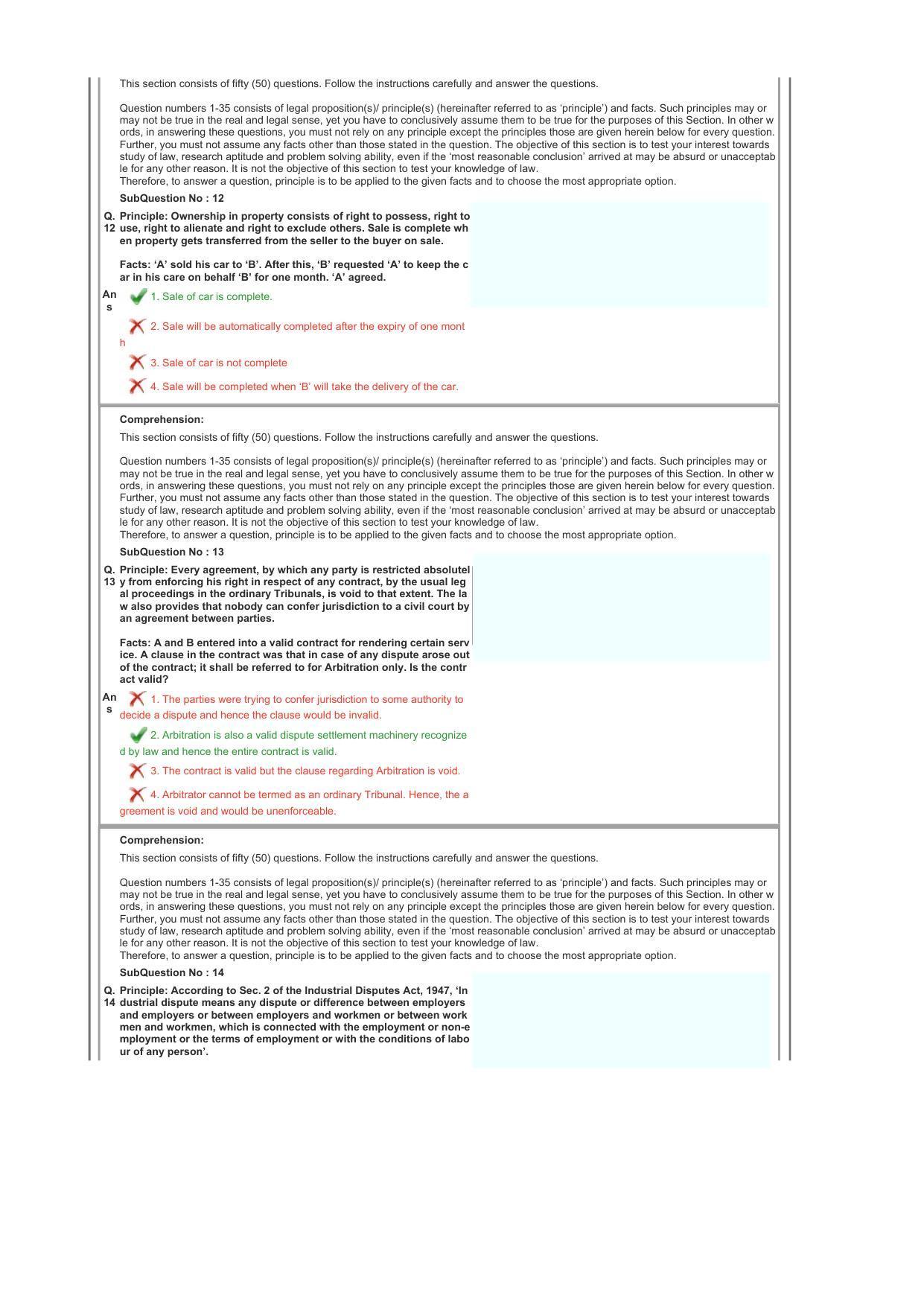 CLAT 2017 UG Question Paper with Answer Key - Page 32