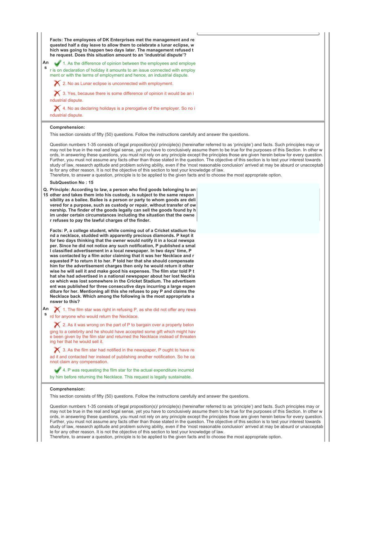 CLAT 2017 UG Question Paper with Answer Key - Page 33