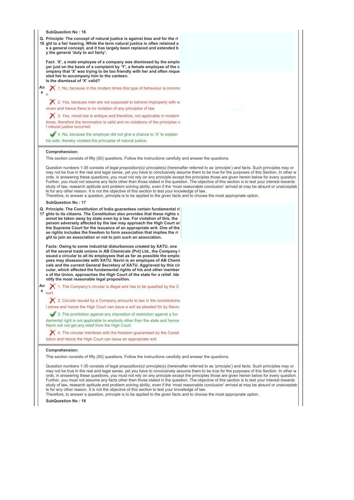 CLAT 2017 UG Question Paper with Answer Key - Page 34
