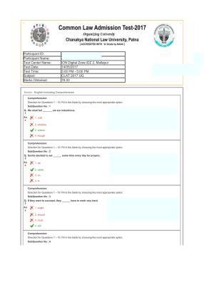 CLAT 2017 UG Question Paper with Answer Key