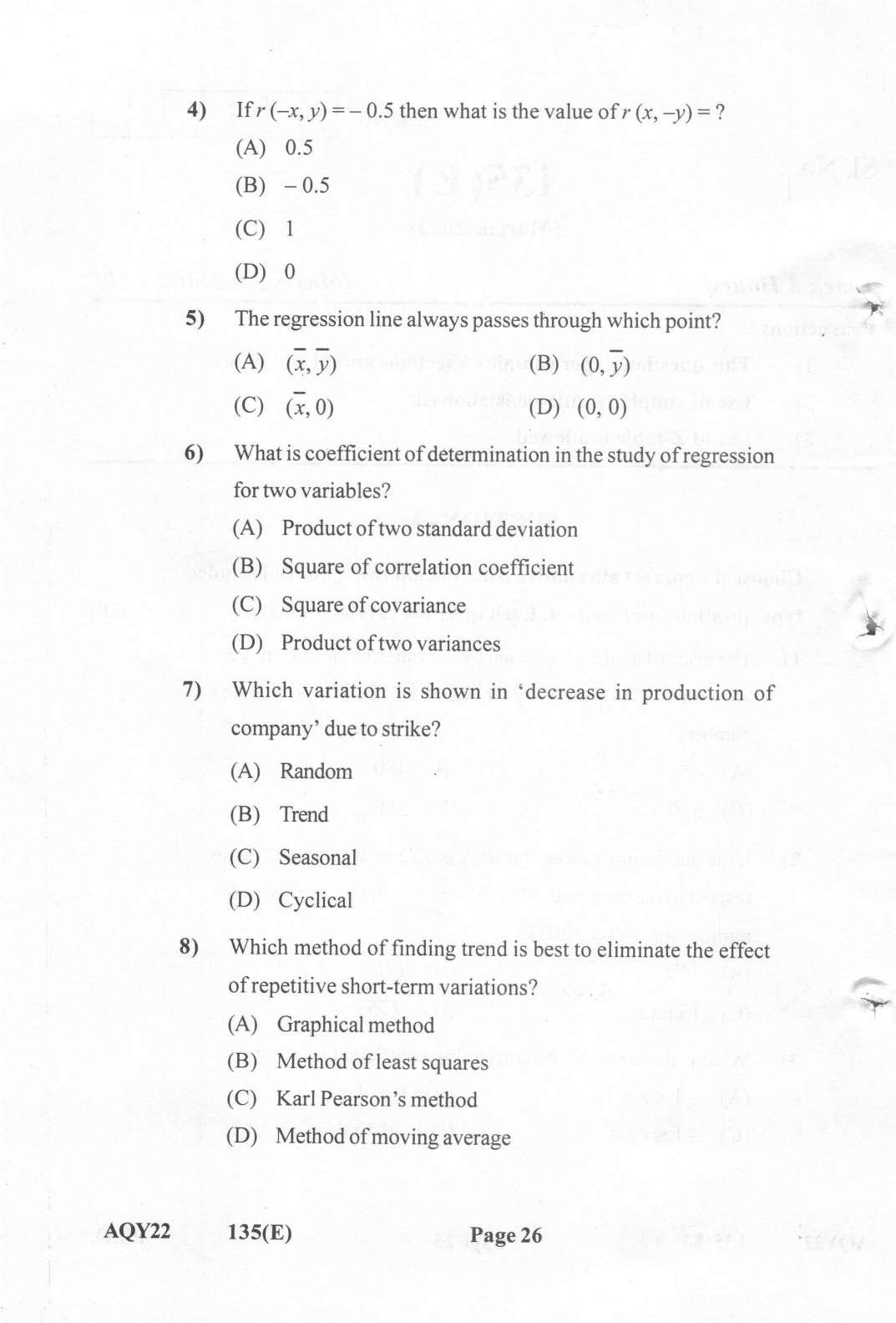 Gujarat Board Class 12th Question Paper 2022: (GHE) Statistics - Page 26