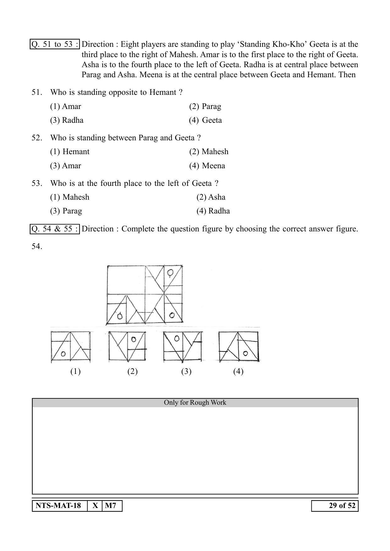 Maharashtra NTSE 2019 MAT (Kannada) Question Paper - Page 29
