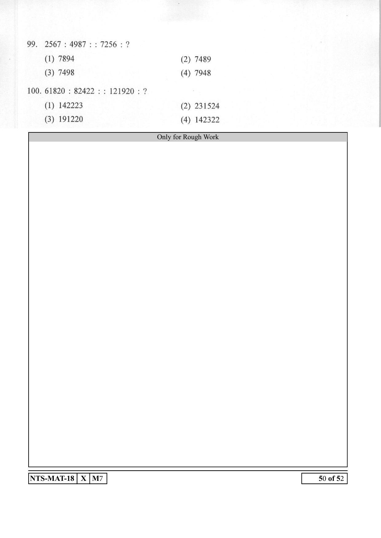Maharashtra NTSE 2019 MAT (Kannada) Question Paper - Page 50
