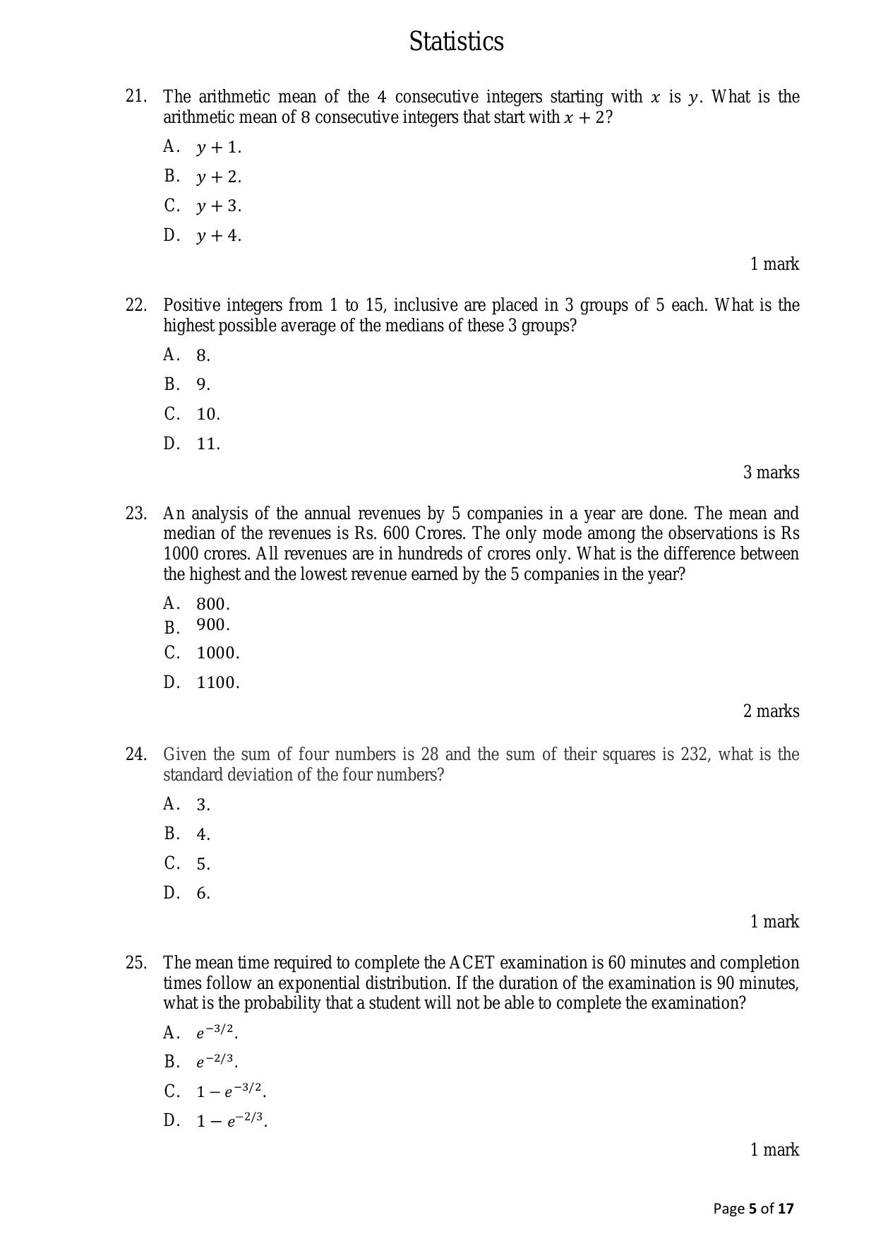 ACET December 2021 Question Papers - Page 5