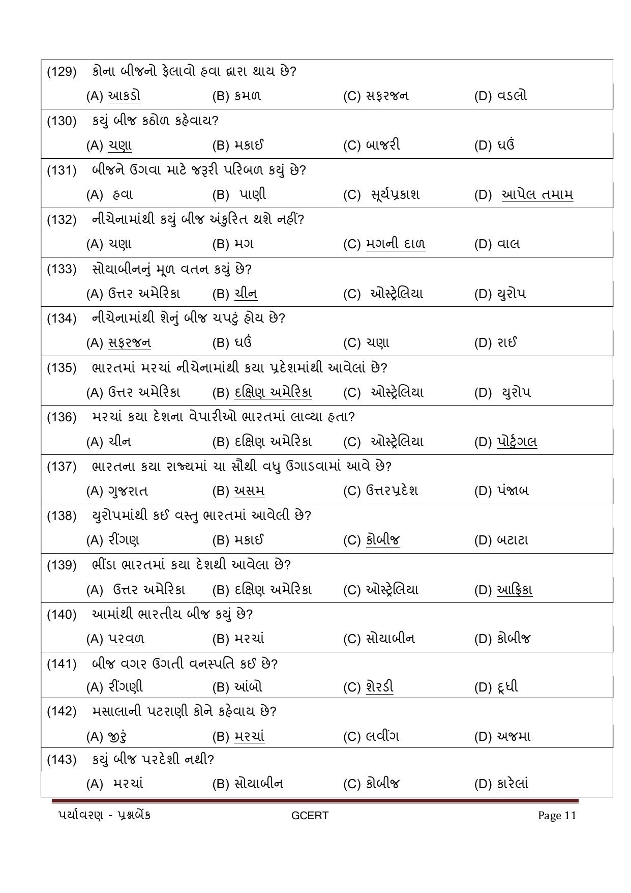 Gujarat Board Class 5 Question Paper - EVS - Page 11
