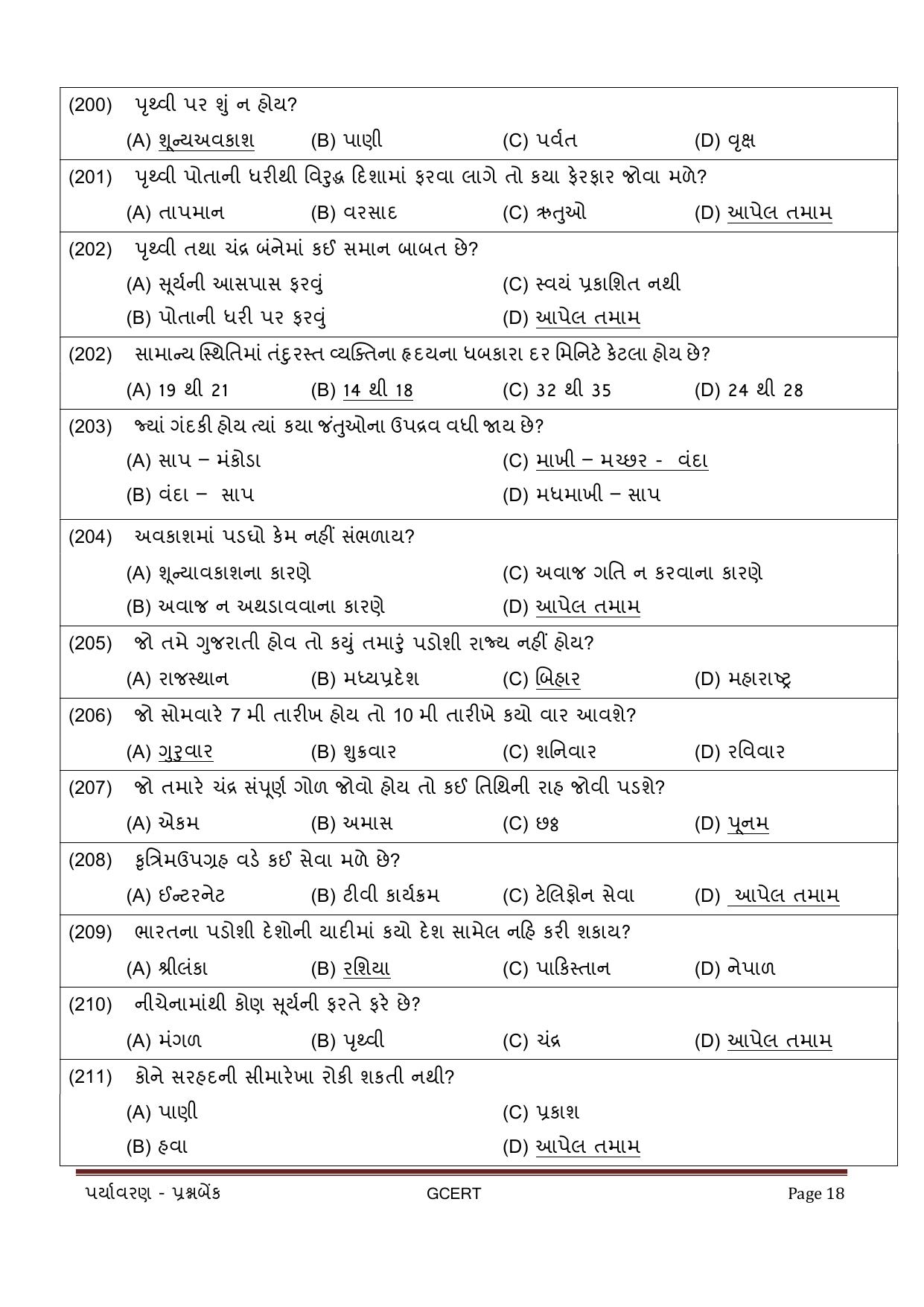 Gujarat Board Class 5 Question Paper - EVS - Page 18