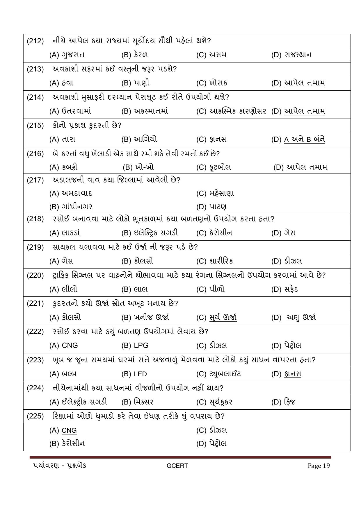 Gujarat Board Class 5 Question Paper - EVS - Page 19