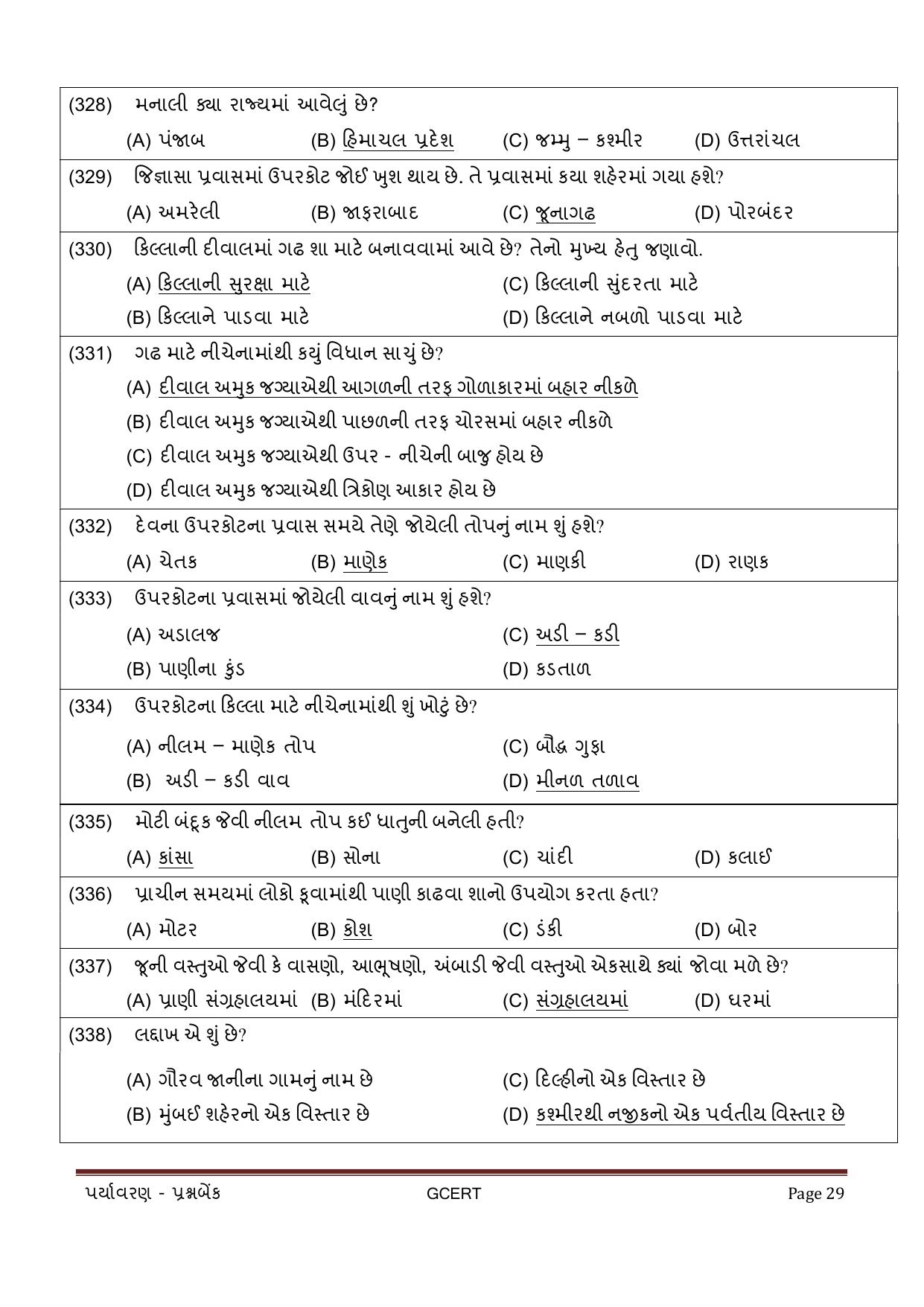 Gujarat Board Class 5 Question Paper - EVS - Page 29