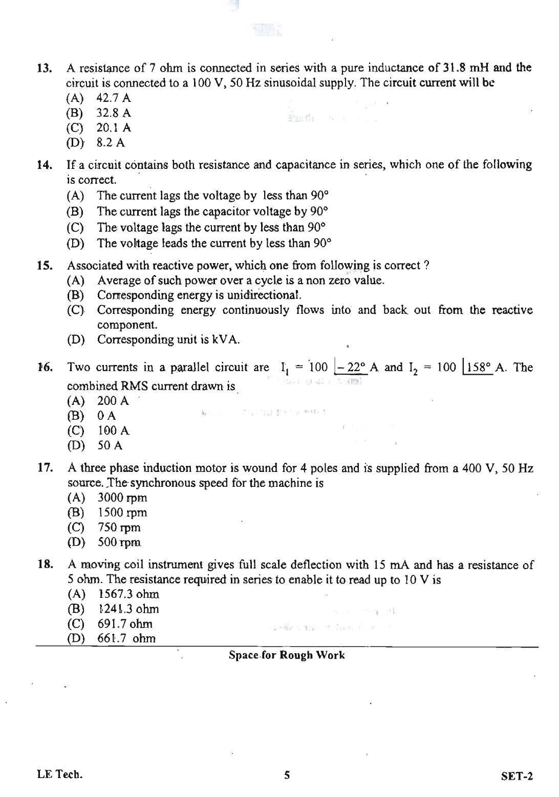 OJEE 2013 LE Tech Set 2 Question Paper - Page 3