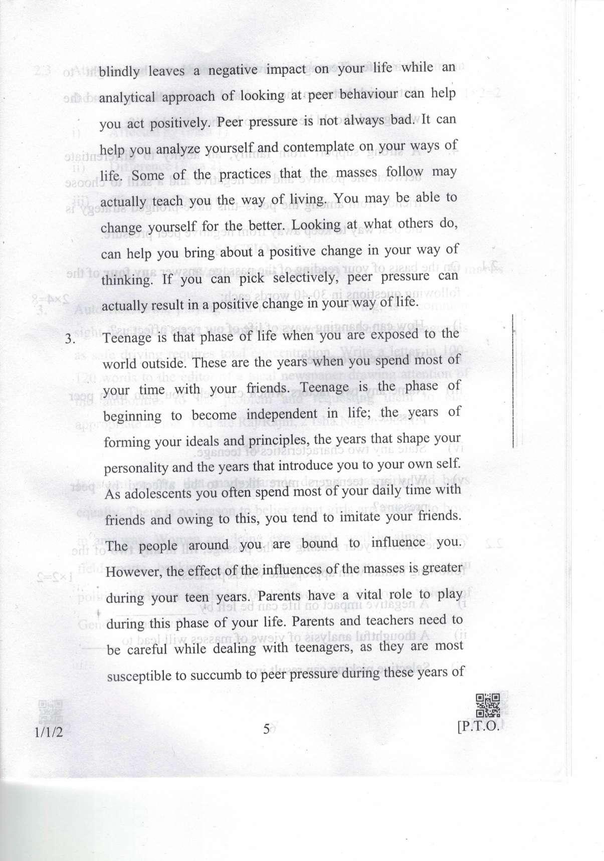 CBSE Class 10 1-1-2 Eng. Comm. 2019 Question Paper - Page 5