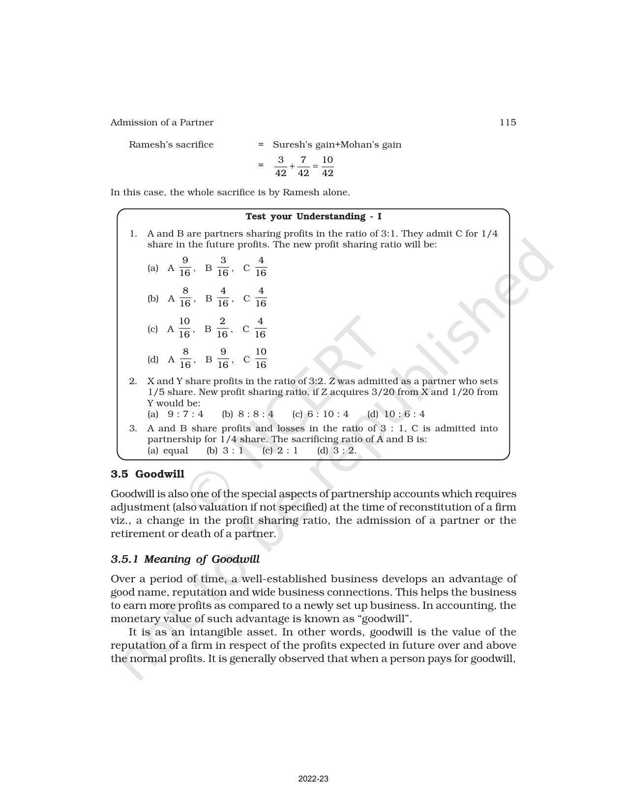 NCERT Book for Class 12 Accountancy Part I Chapter 3 Reconstitution of a Partnership Firm – Admission of a Partner - Page 8